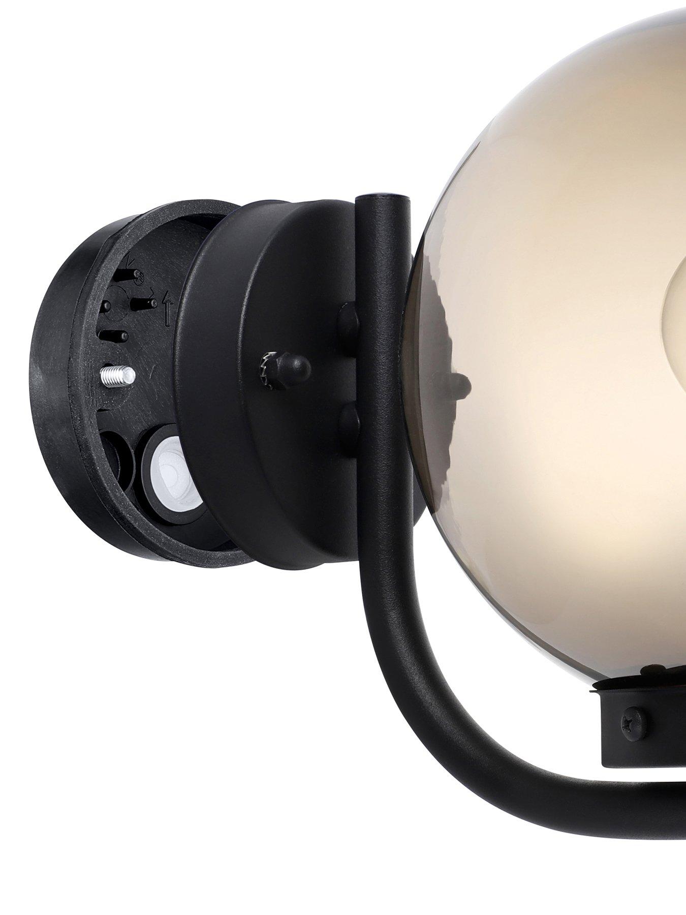 Image 3 of 4 of Eglo Taverna Black Transparent Globe Outdoor Wall Light