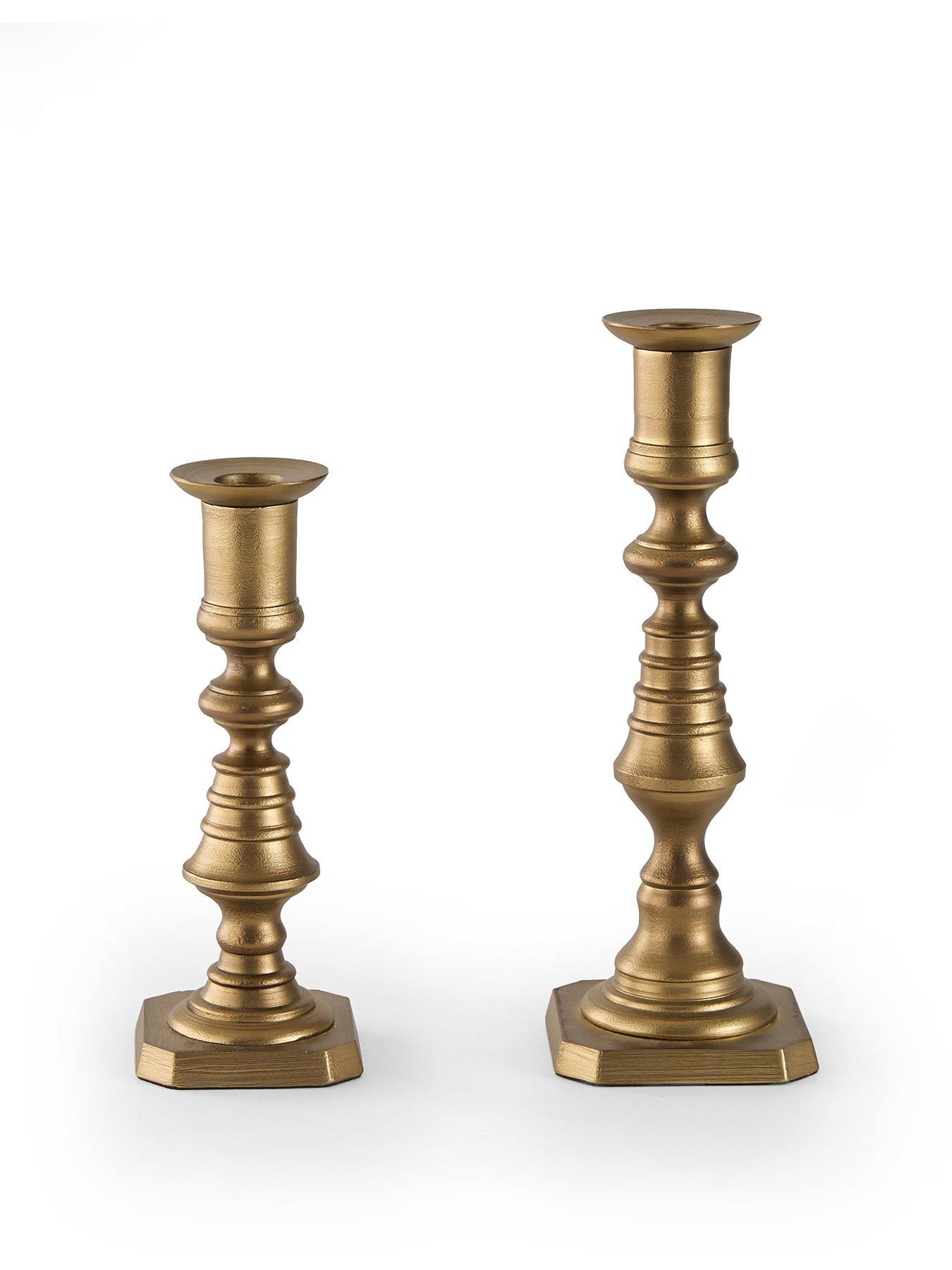 Image 2 of 8 of The Very Collection Set Of 2 Antique Brass Candlestick Holders