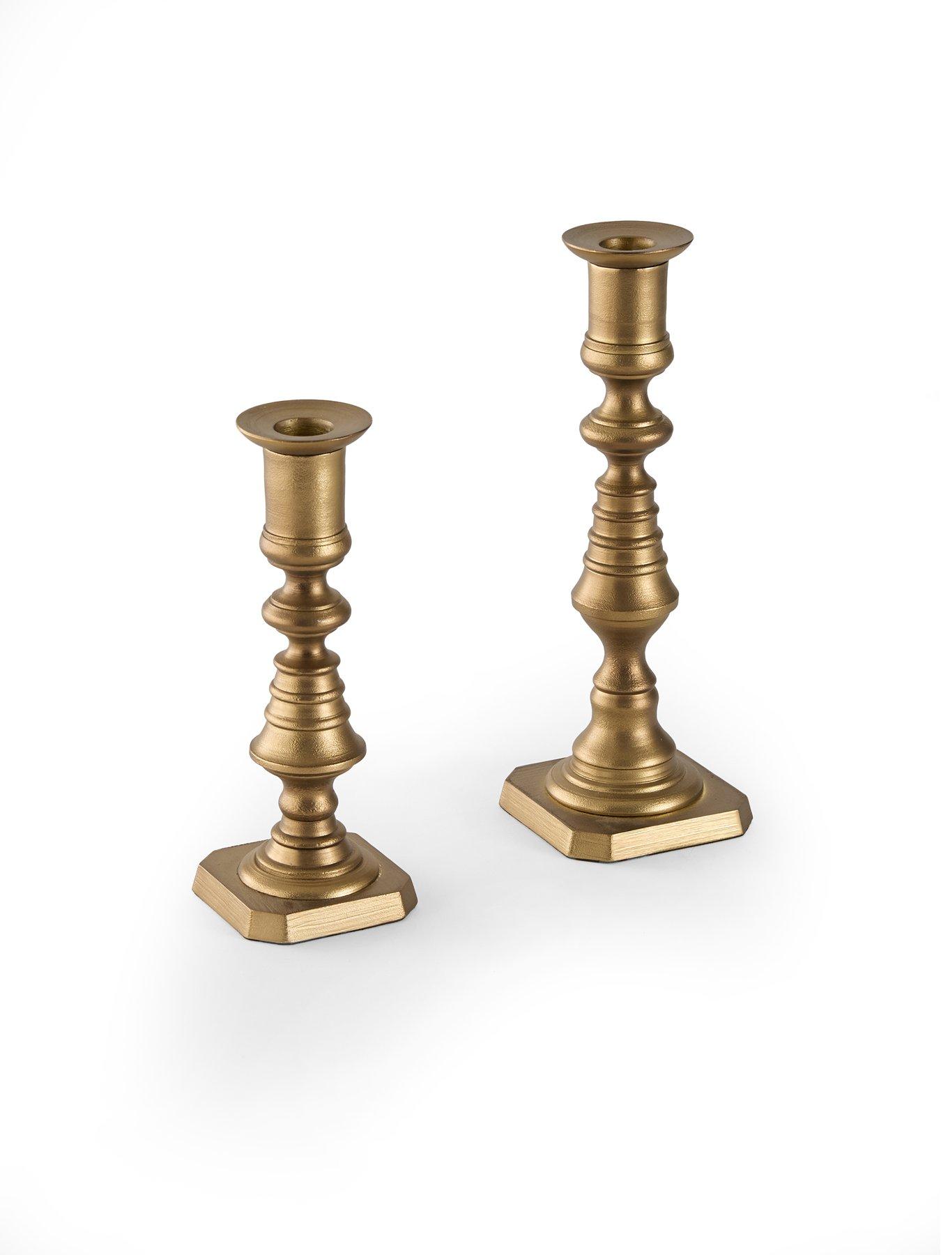 Image 3 of 8 of The Very Collection Set Of 2 Antique Brass Candlestick Holders