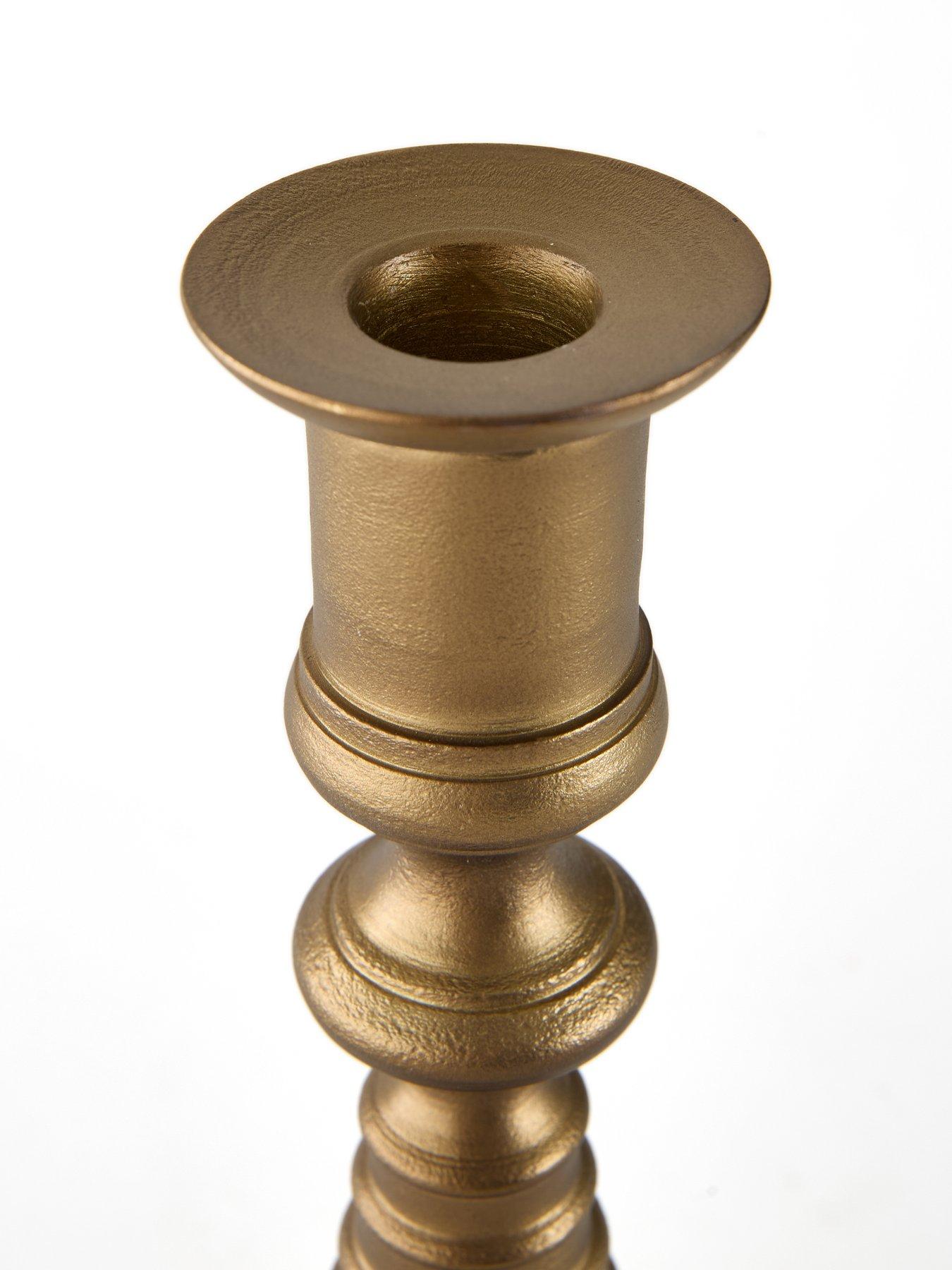 Image 4 of 8 of The Very Collection Set Of 2 Antique Brass Candlestick Holders
