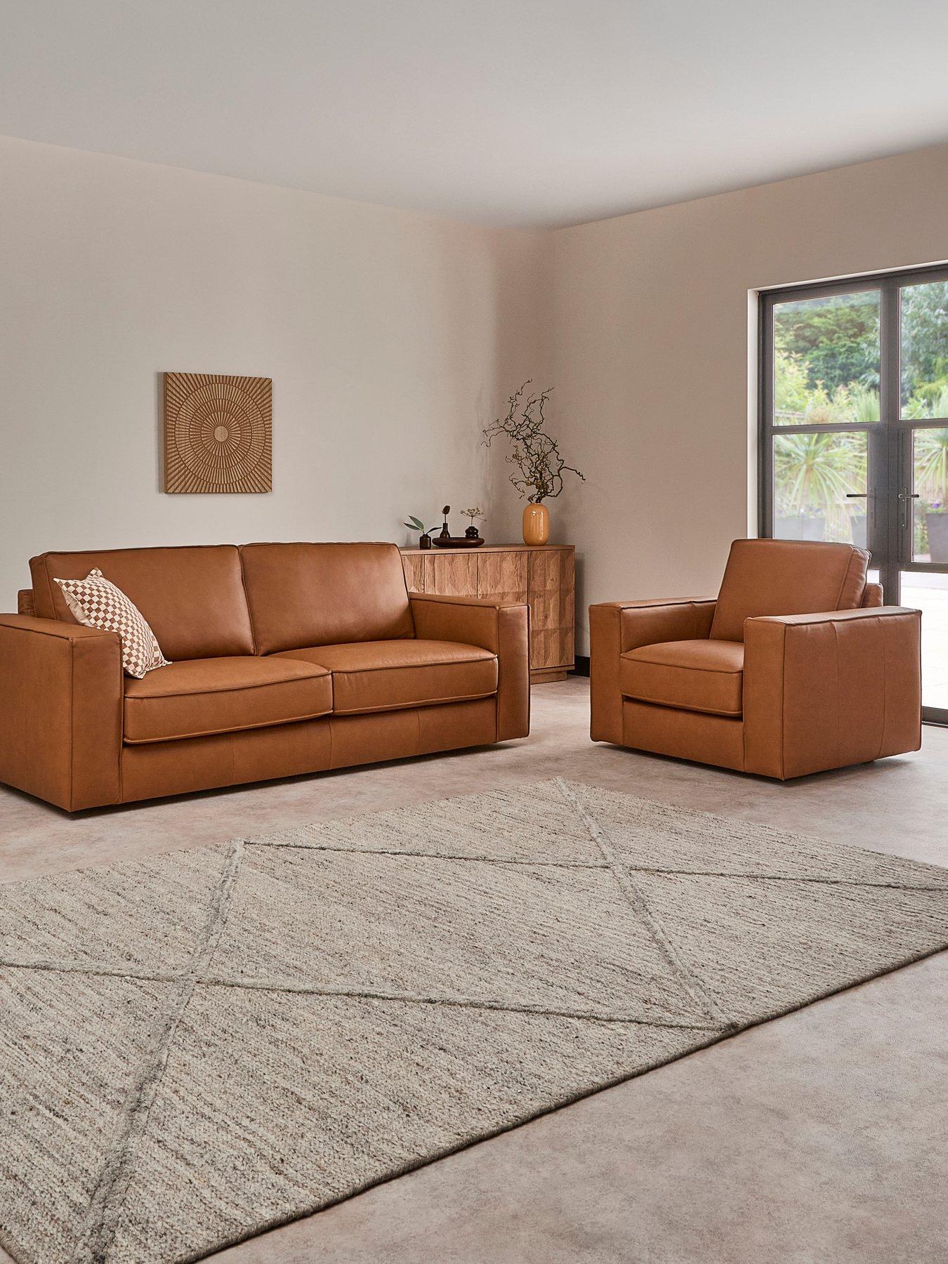 The Very Collection Atalia 3 Seater Sofa Leather + Chair Set - FSC® Certified