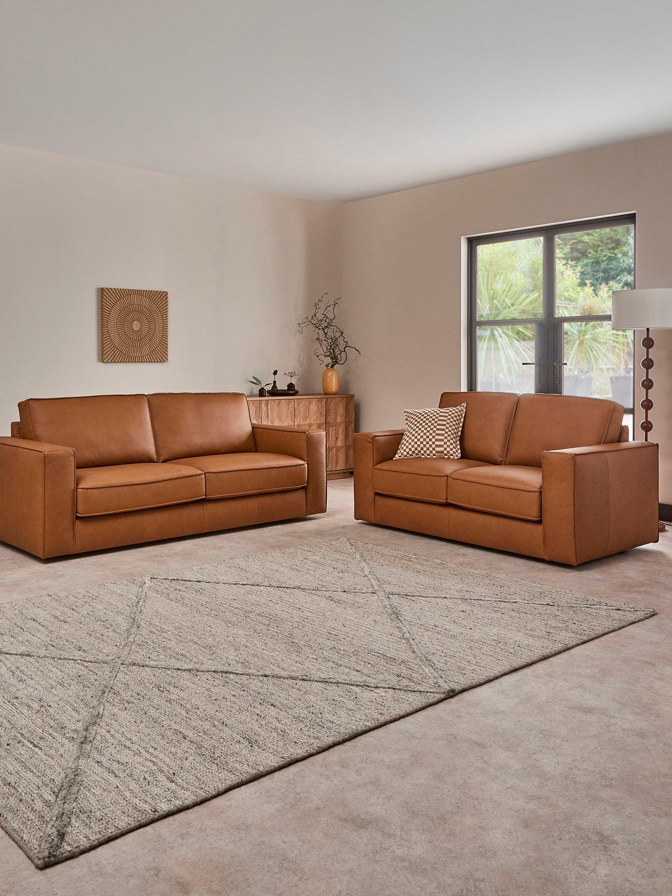 Image 1 of 6 of The Very Collection Atalia 3 Seater&nbsp;+ 2 Seater Leather Sofa Set (Buy &amp; SAVE!)&nbsp;- FSC&reg; Certified