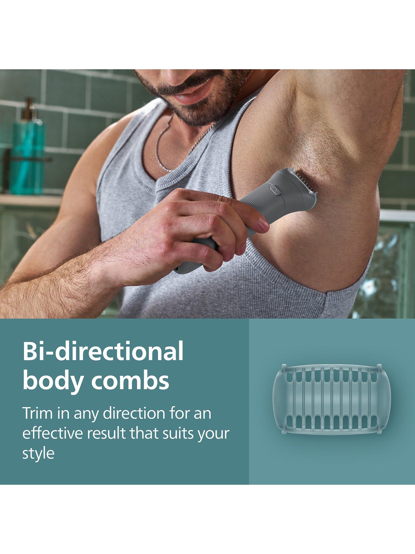 image of philips-body-groomer-3000-series-triple-protect-shave-system-intimate-trim-shave-close-and-smooth-on-skin-100-showerproof-bg348515