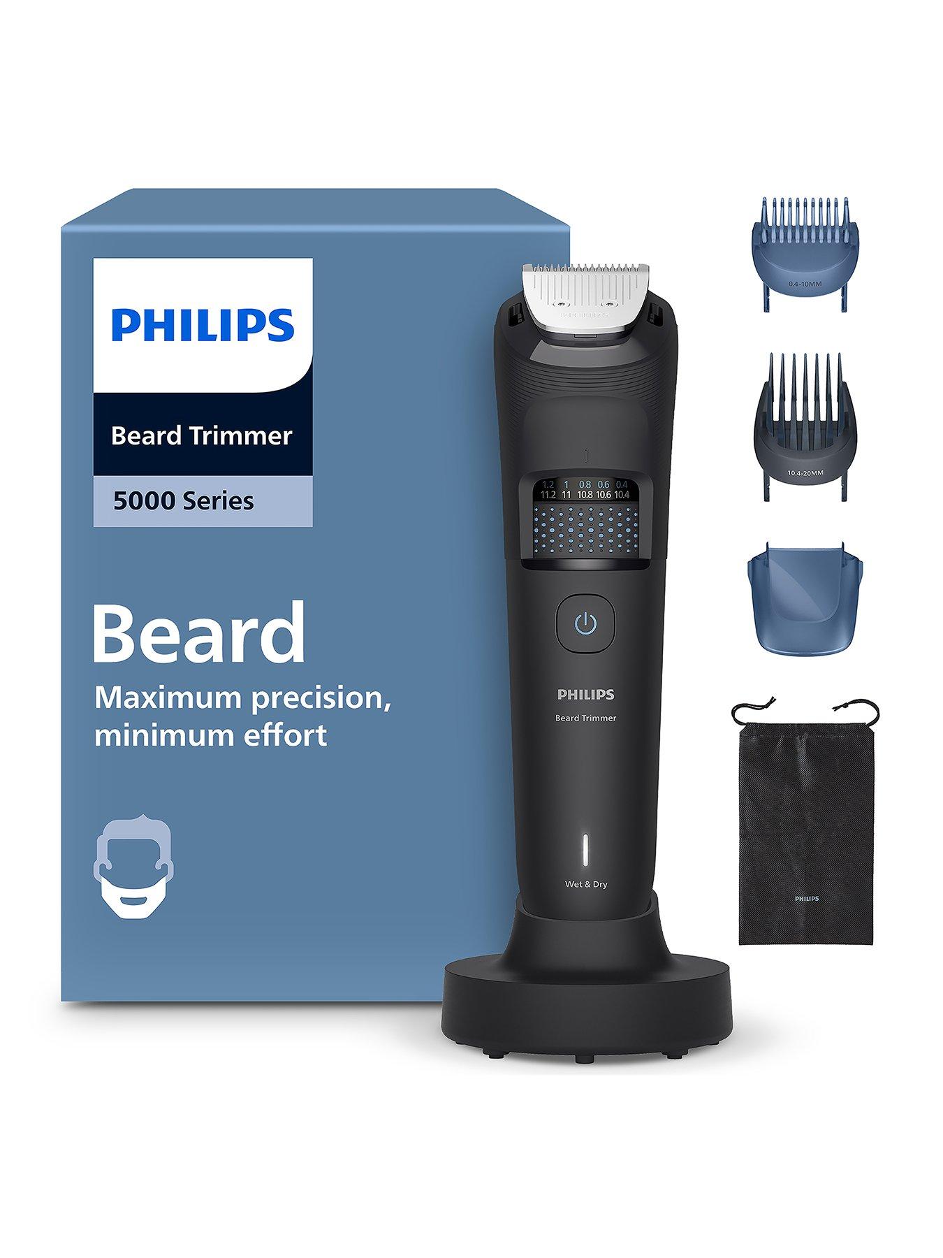 Philips Beard Trimmer 5000 Series -Self-sharpening Metal Blades, 40 Lock-in Settings, BeardSense Technology, Hair Collector, Charging Stand, BT5780/15