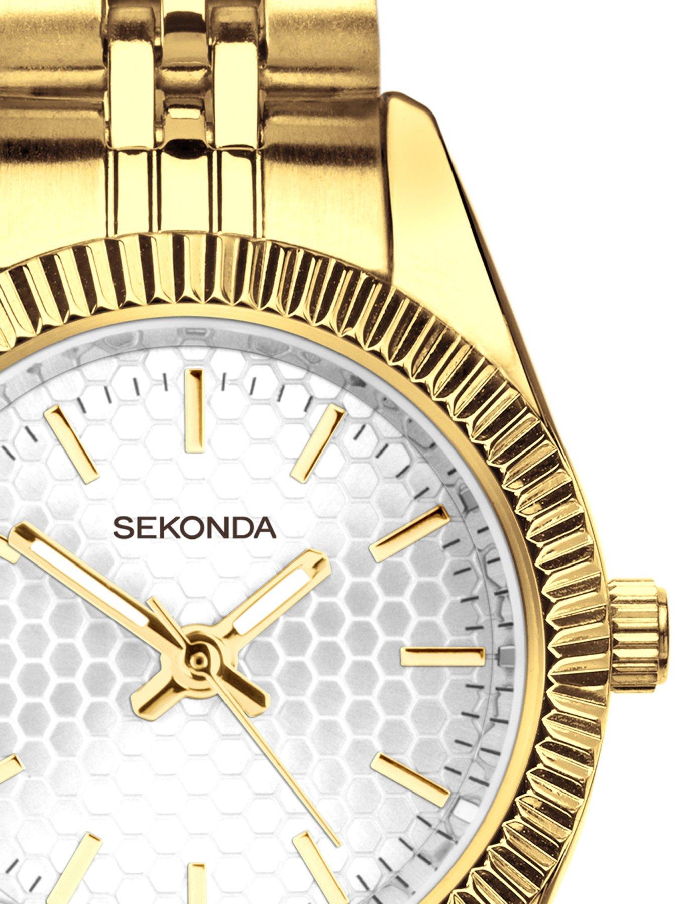 Image 3 of 6 of Sekonda Womens Francis Gold Stainless Steel Strap with Silver White Dial Analogue Watch