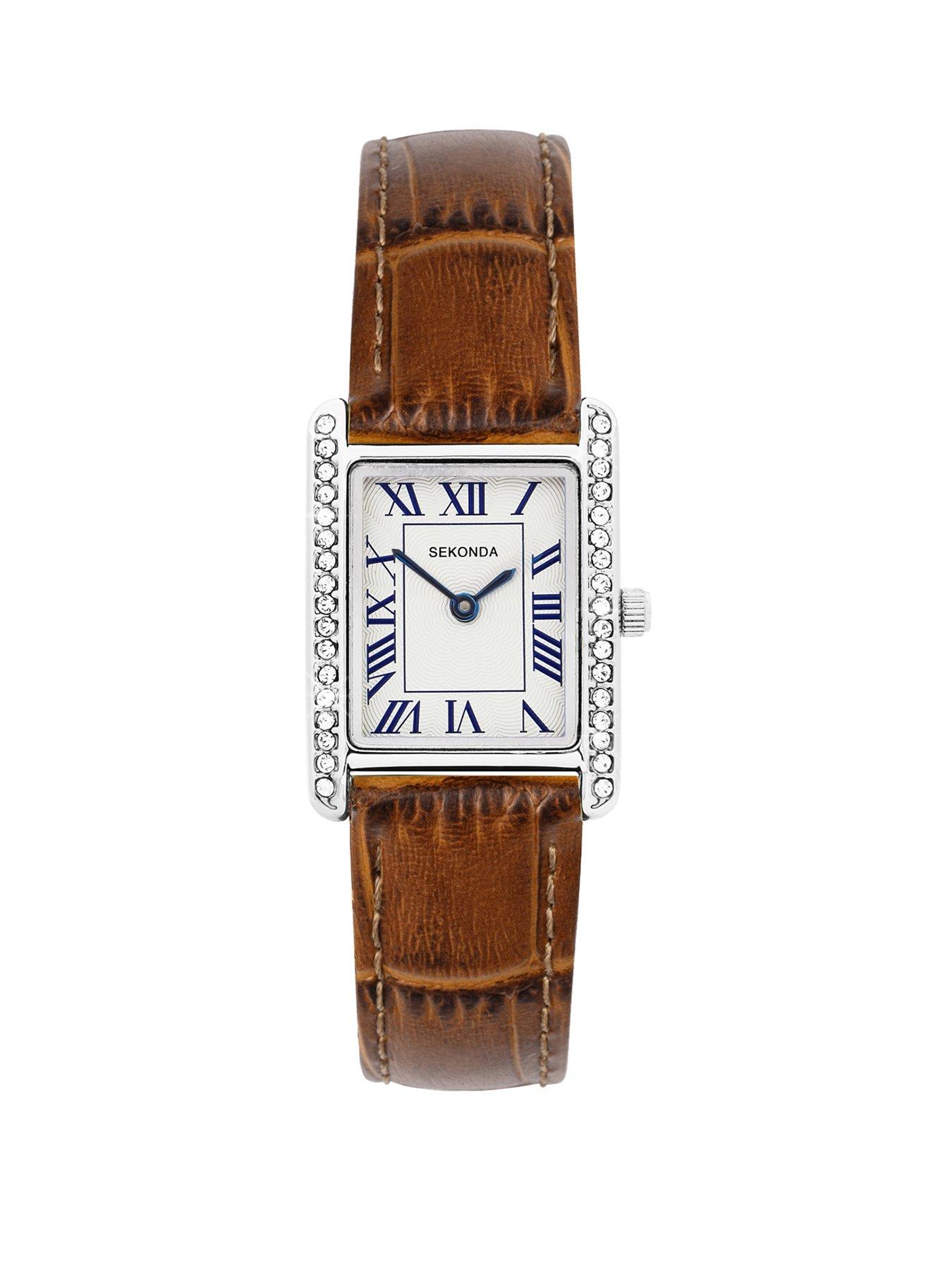 Sekonda Womens Colette Brown Leather Strap with White Dial Analogue Watch