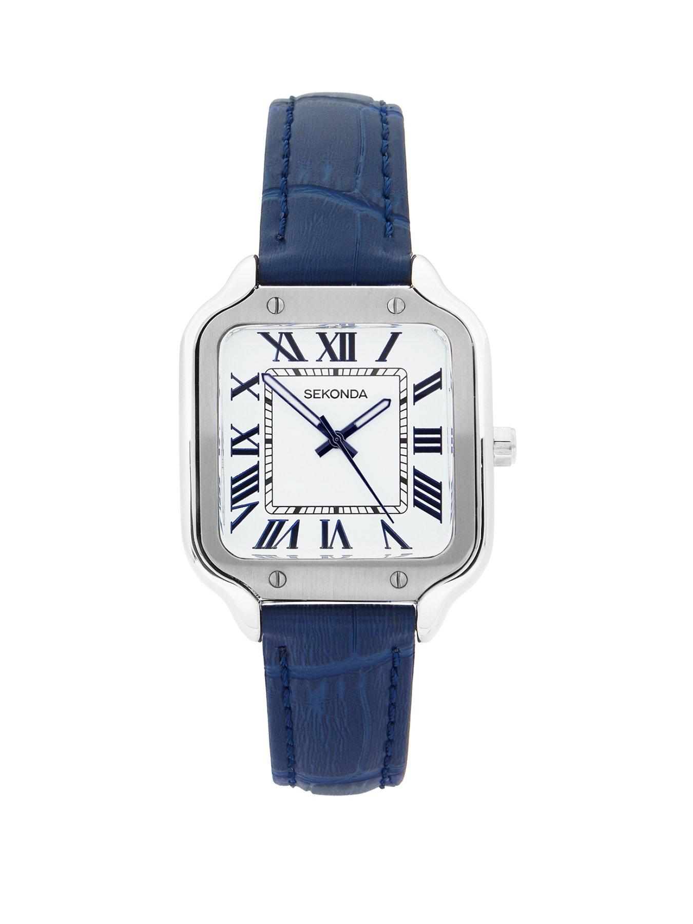 Sekonda Womens Rene Blue Leather Strap with White Dial Analogue Watch