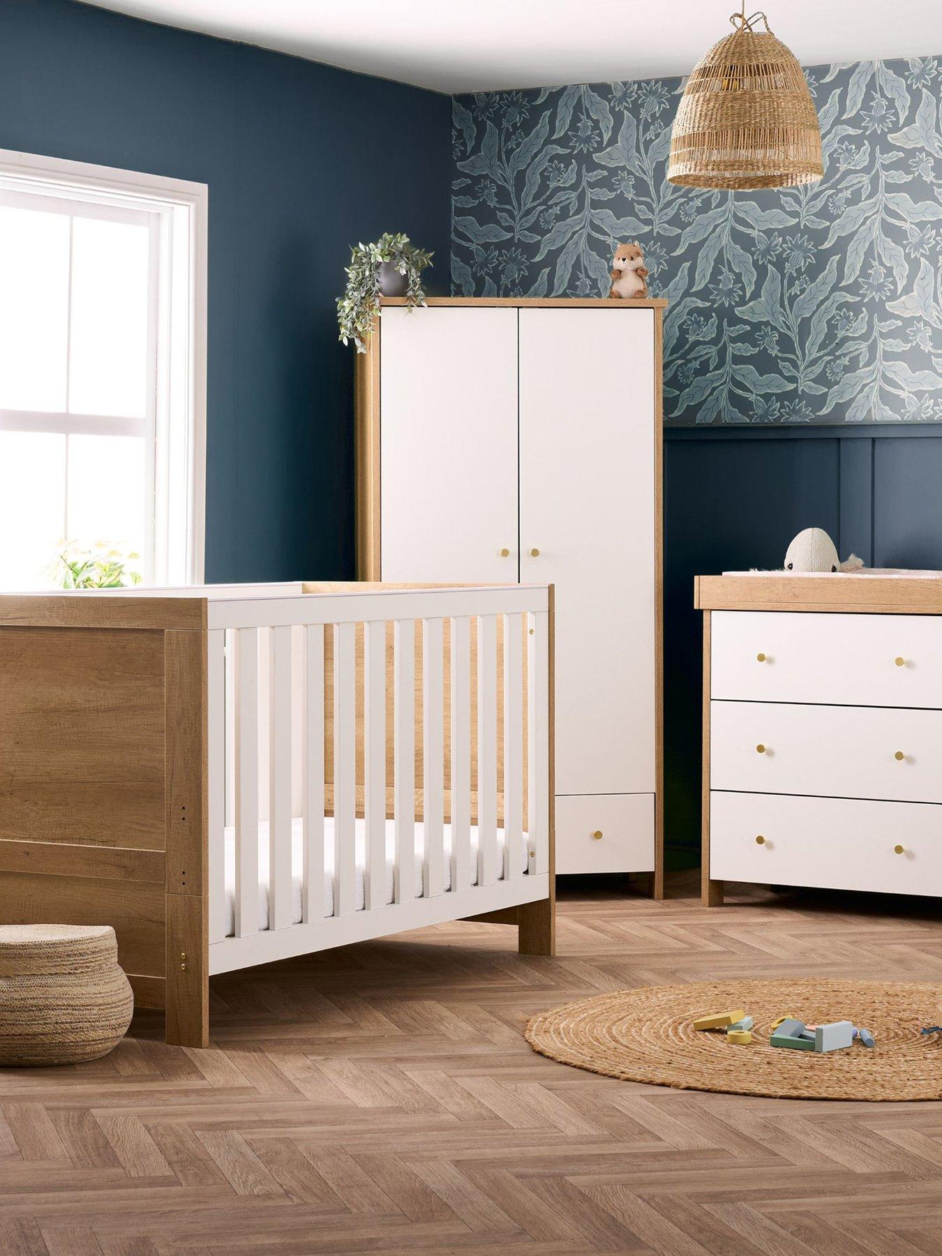 Obaby Nika 3-piece Nursery Furniture Room Set - Oak  &  White