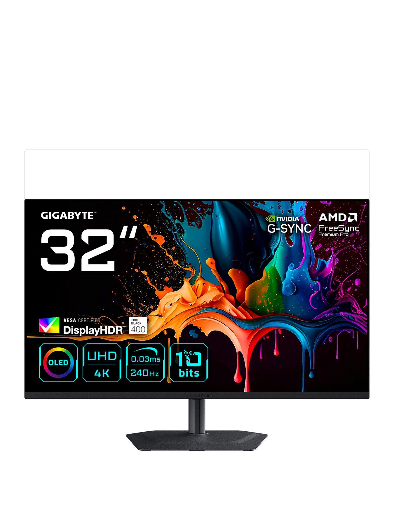 GIGABYTE MO32U2 32in OLED 4K UHD Gaming Monitor - 240Hz, 0.03ms, KVM, FreeSync Premium Pro, HDMI 2.1, VESA DisplayHDR True Black 400