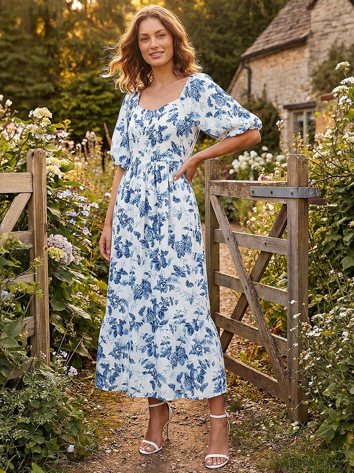 Roman Petite Floral Print Midi Dress