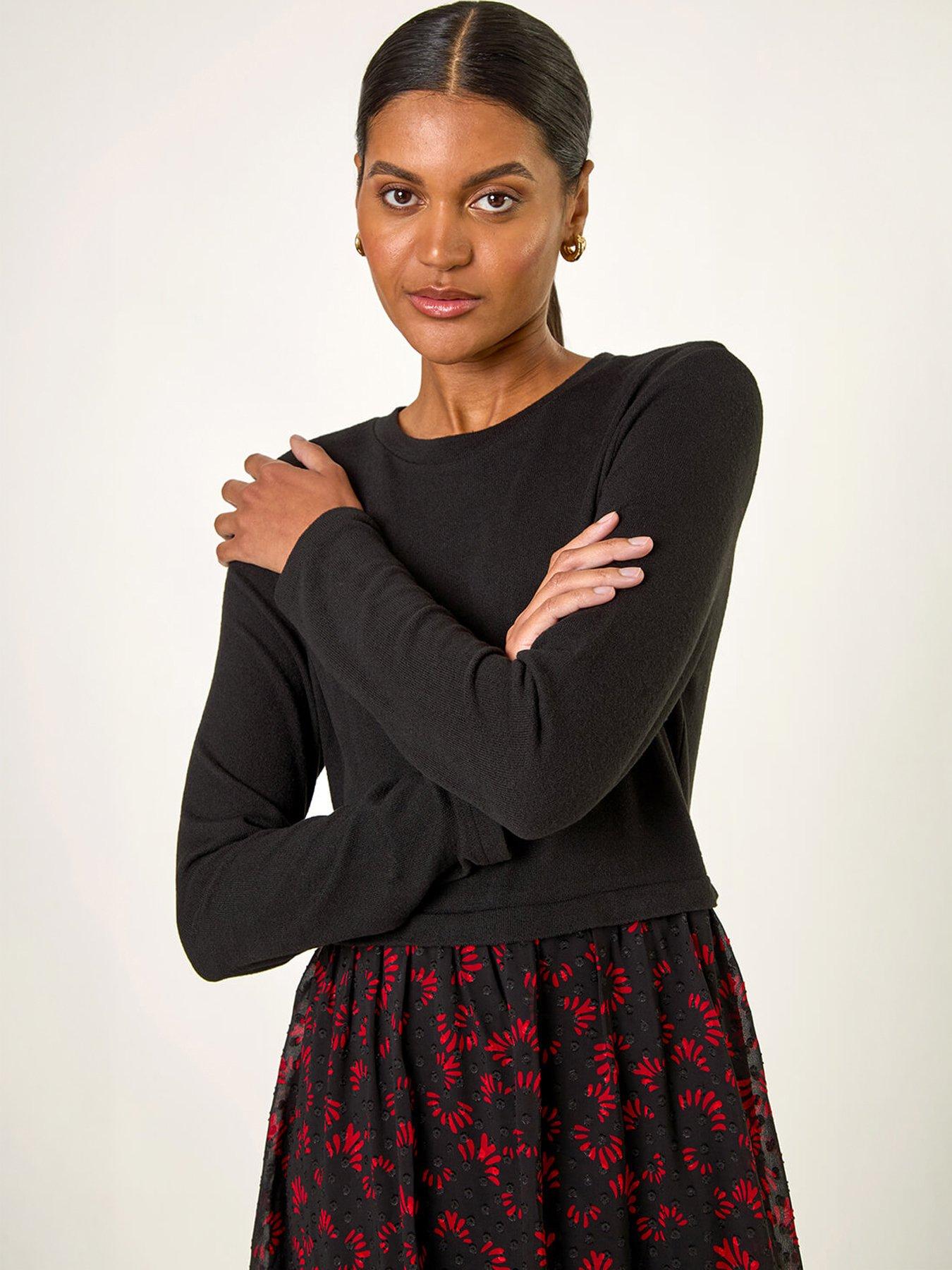 Image 4 of 5 of Roman Contrast Print Mesh Skirt Midi Dress