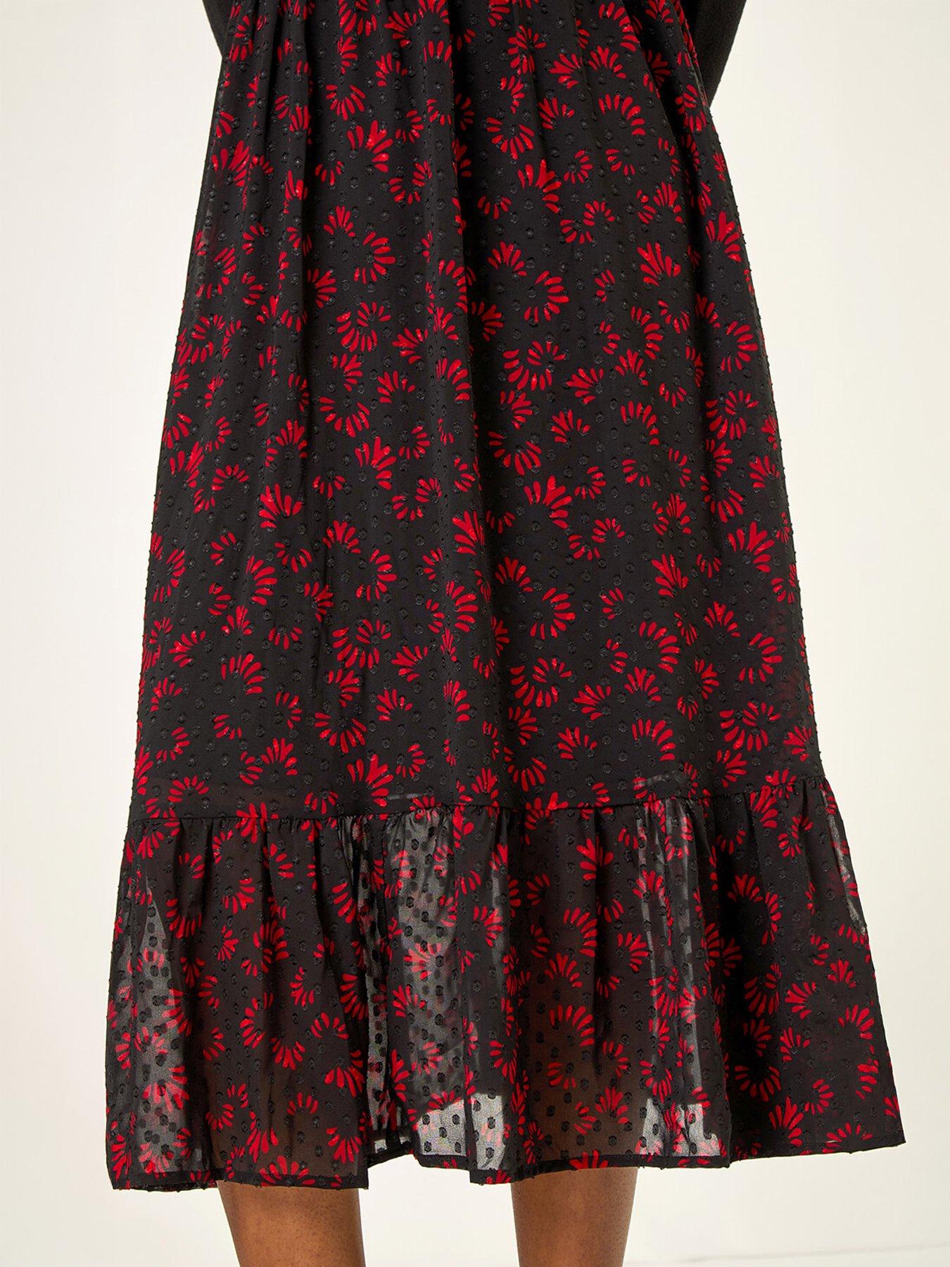 Image 5 of 5 of Roman Contrast Print Mesh Skirt Midi Dress