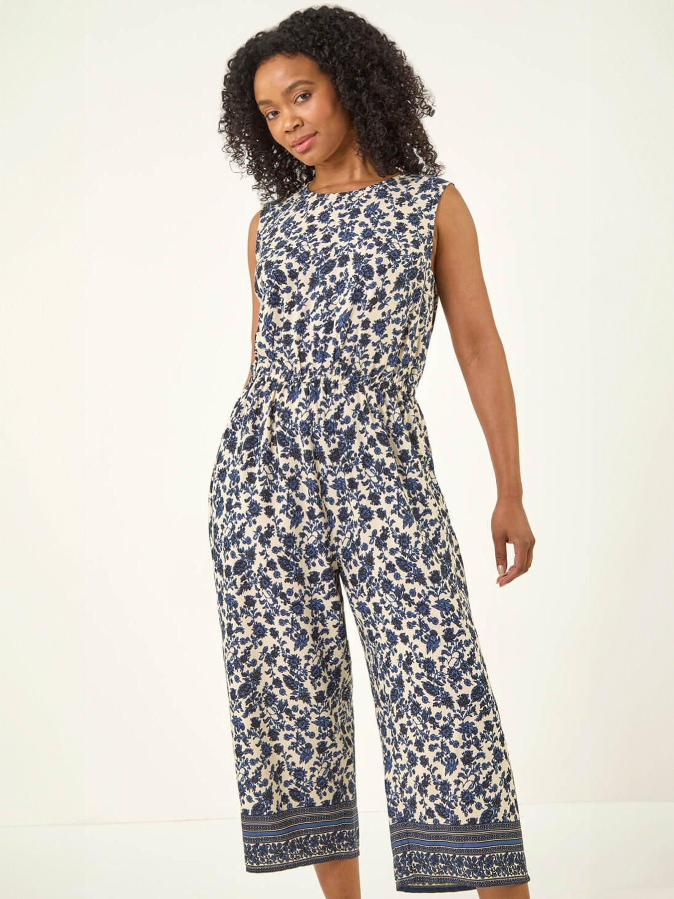  image of roman-petite-printed-cropped-jumpsuit