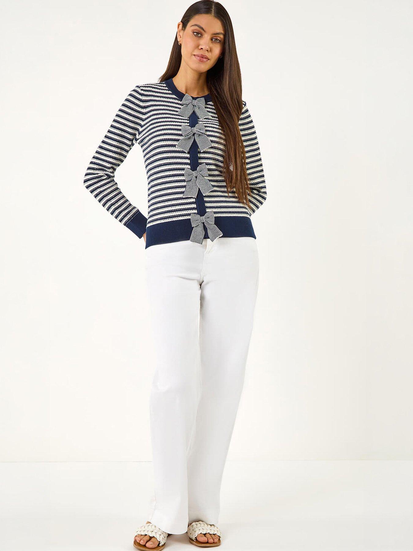 Image 3 of 5 of Roman Stripe Bow Front Cardigan