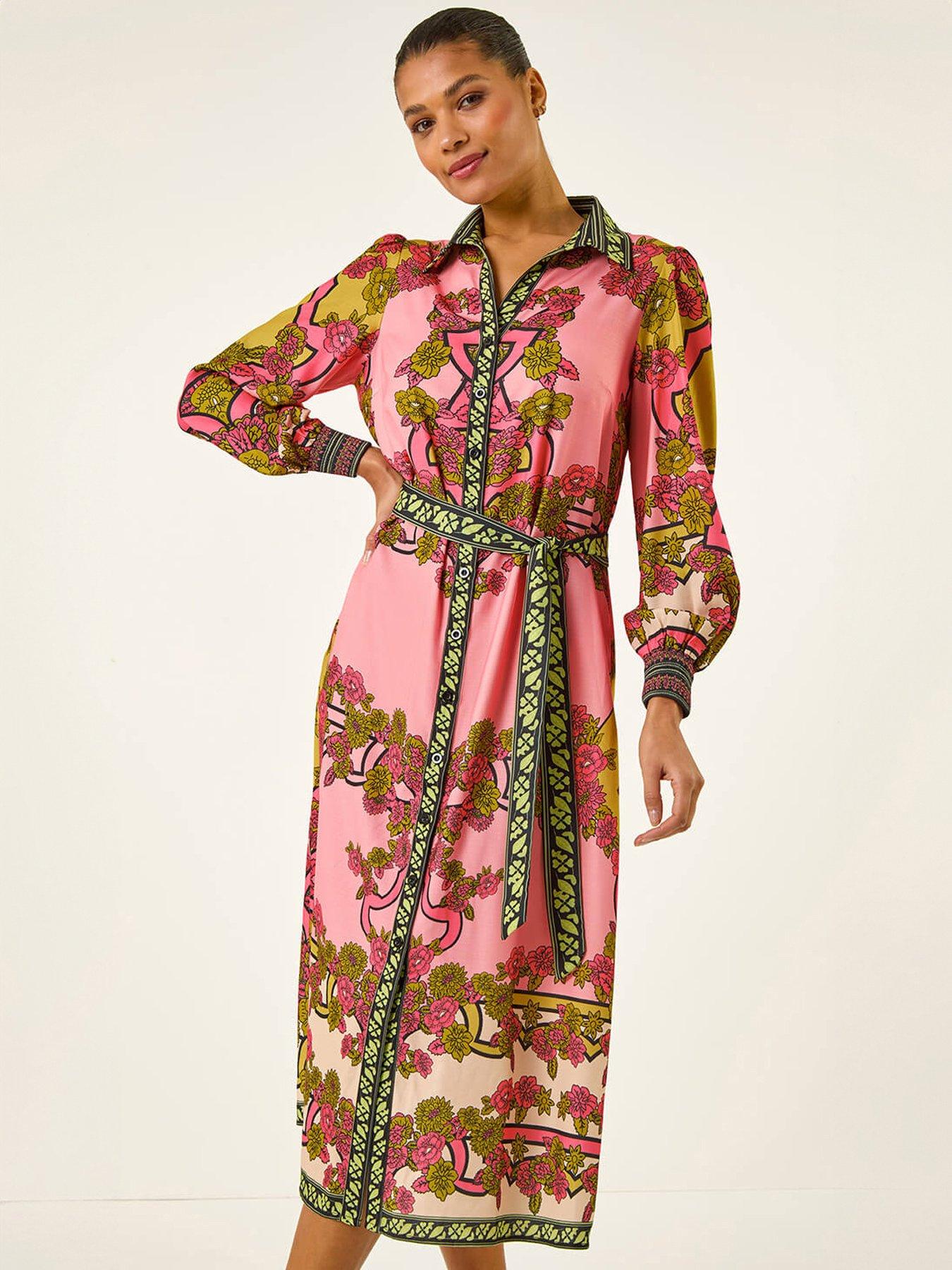 roman-floral-print-border-shirt-midi-dress