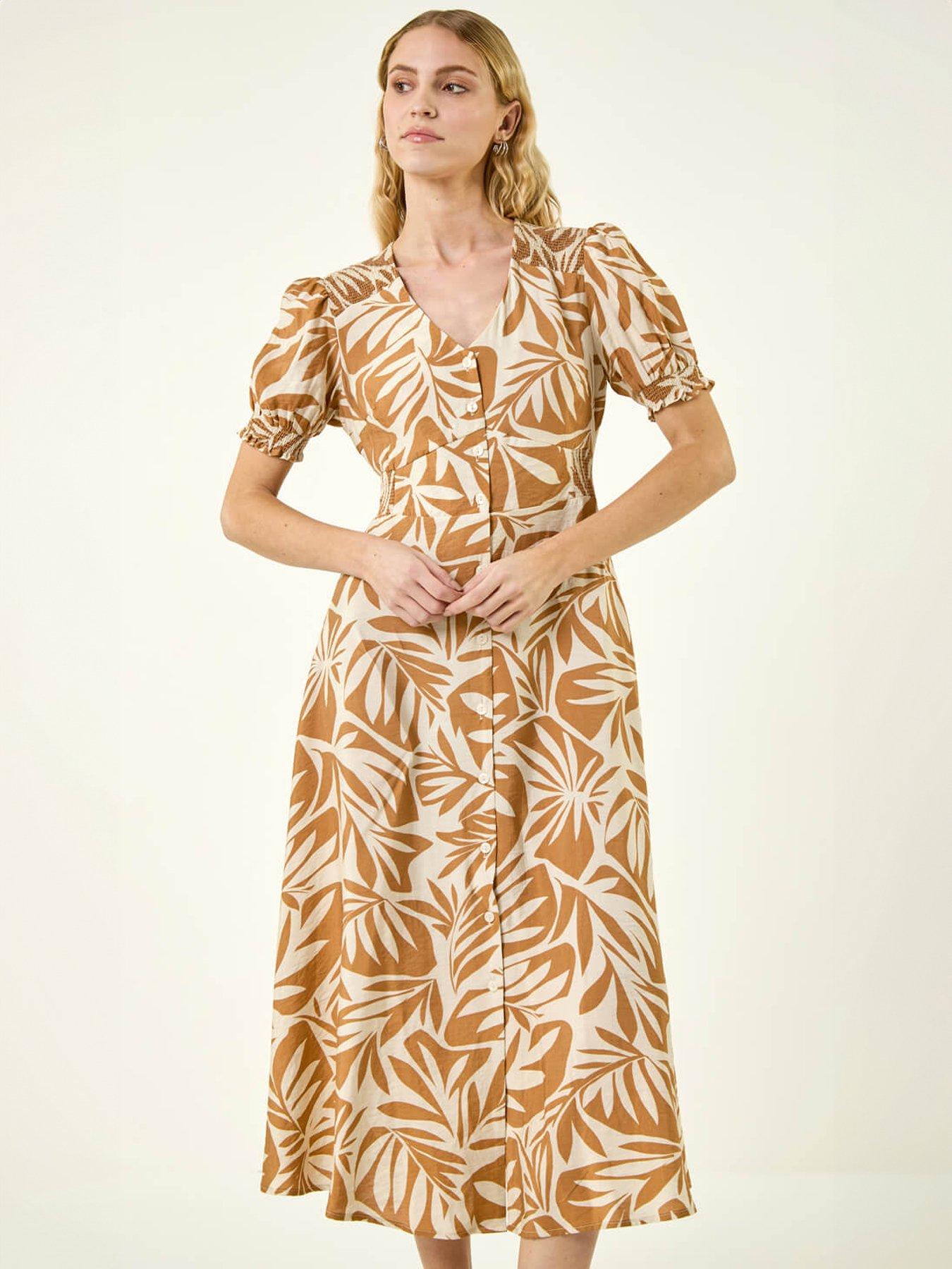  image of roman-abstract-print-button-midi-dress