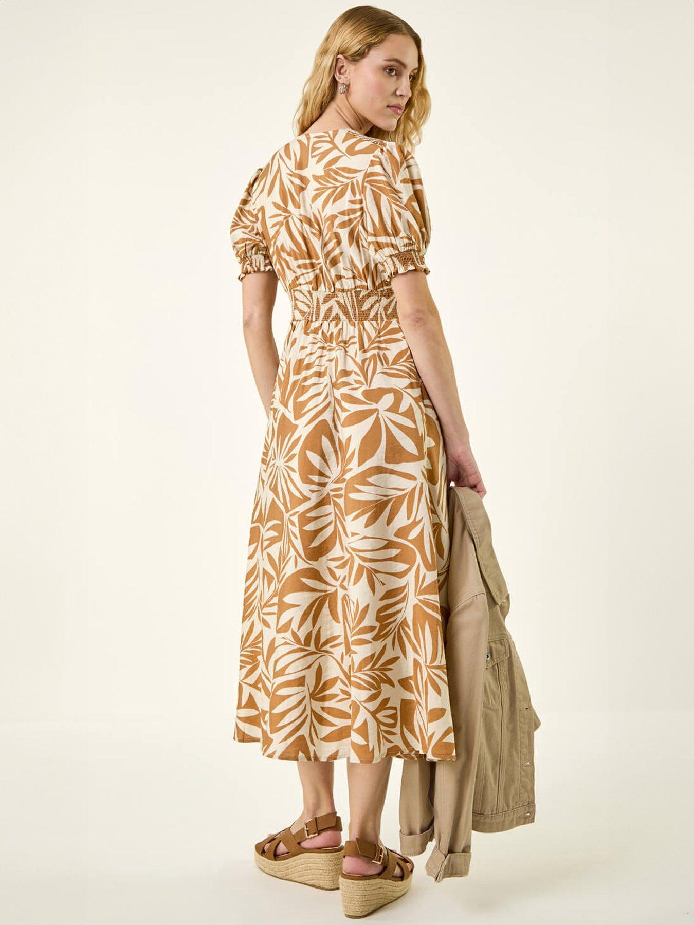  image of roman-abstract-print-button-midi-dress