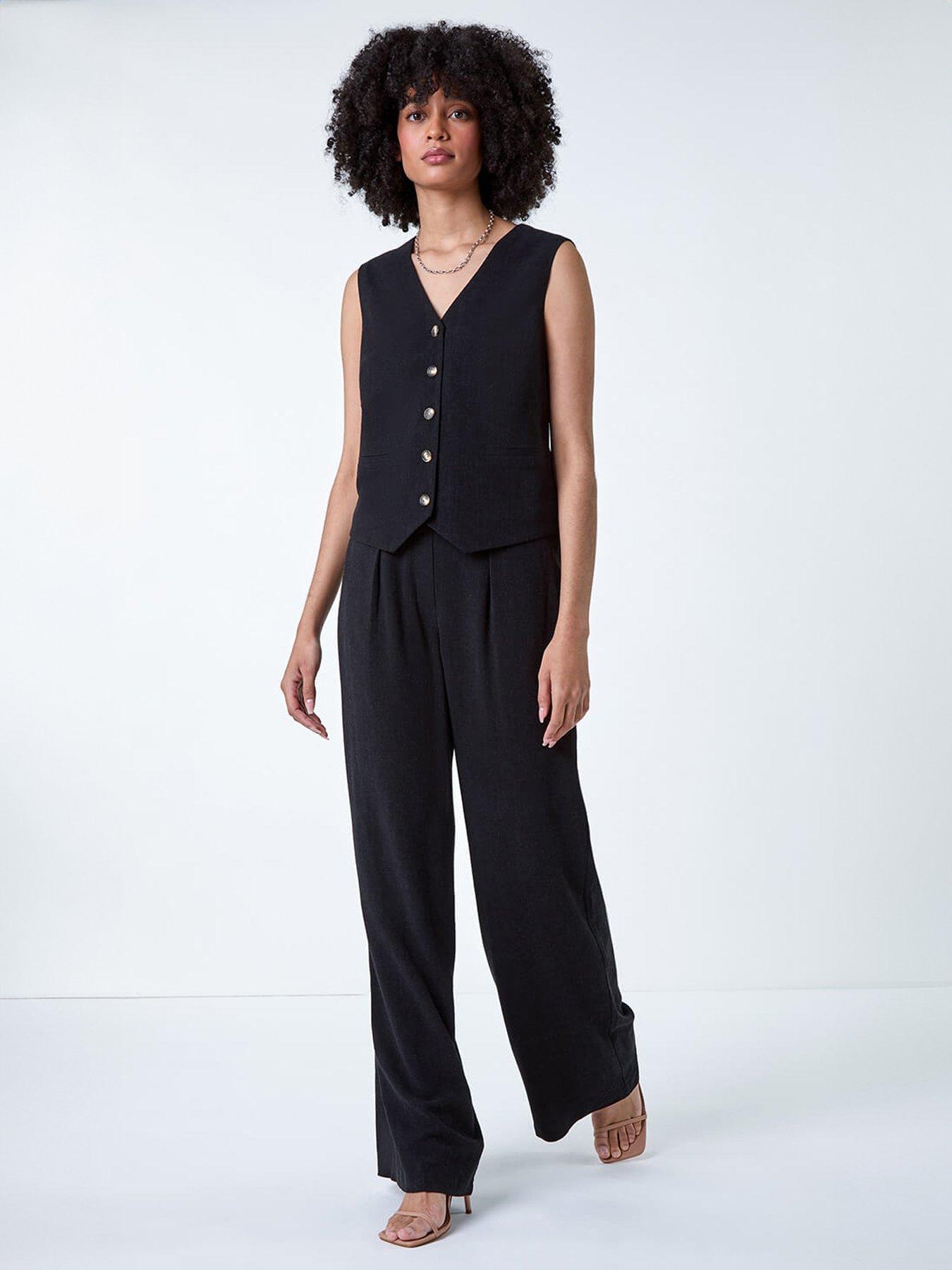 Image 3 of 5 of Roman Linen Mix Wide Leg Trousers
