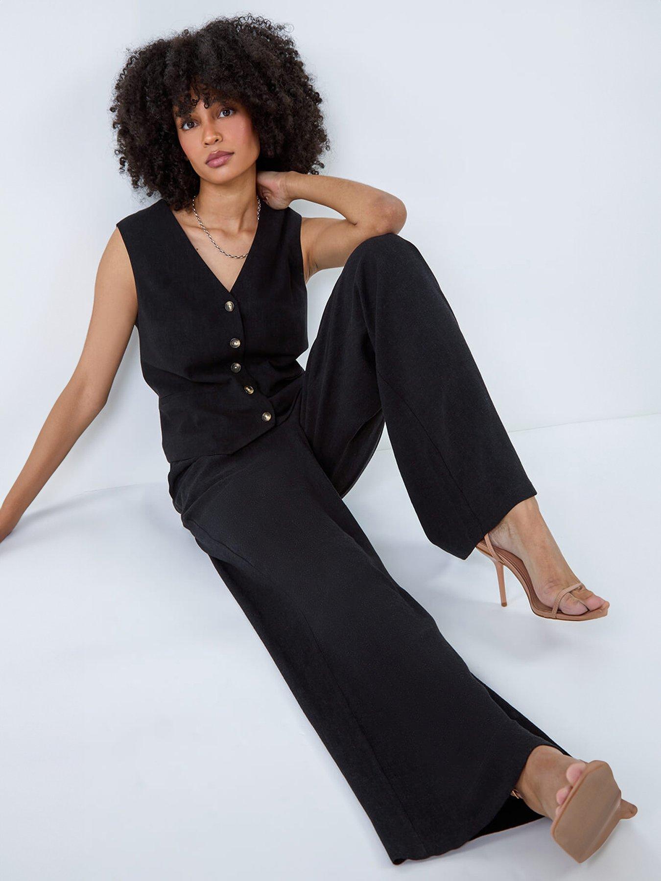 Image 4 of 5 of Roman Linen Mix Wide Leg Trousers