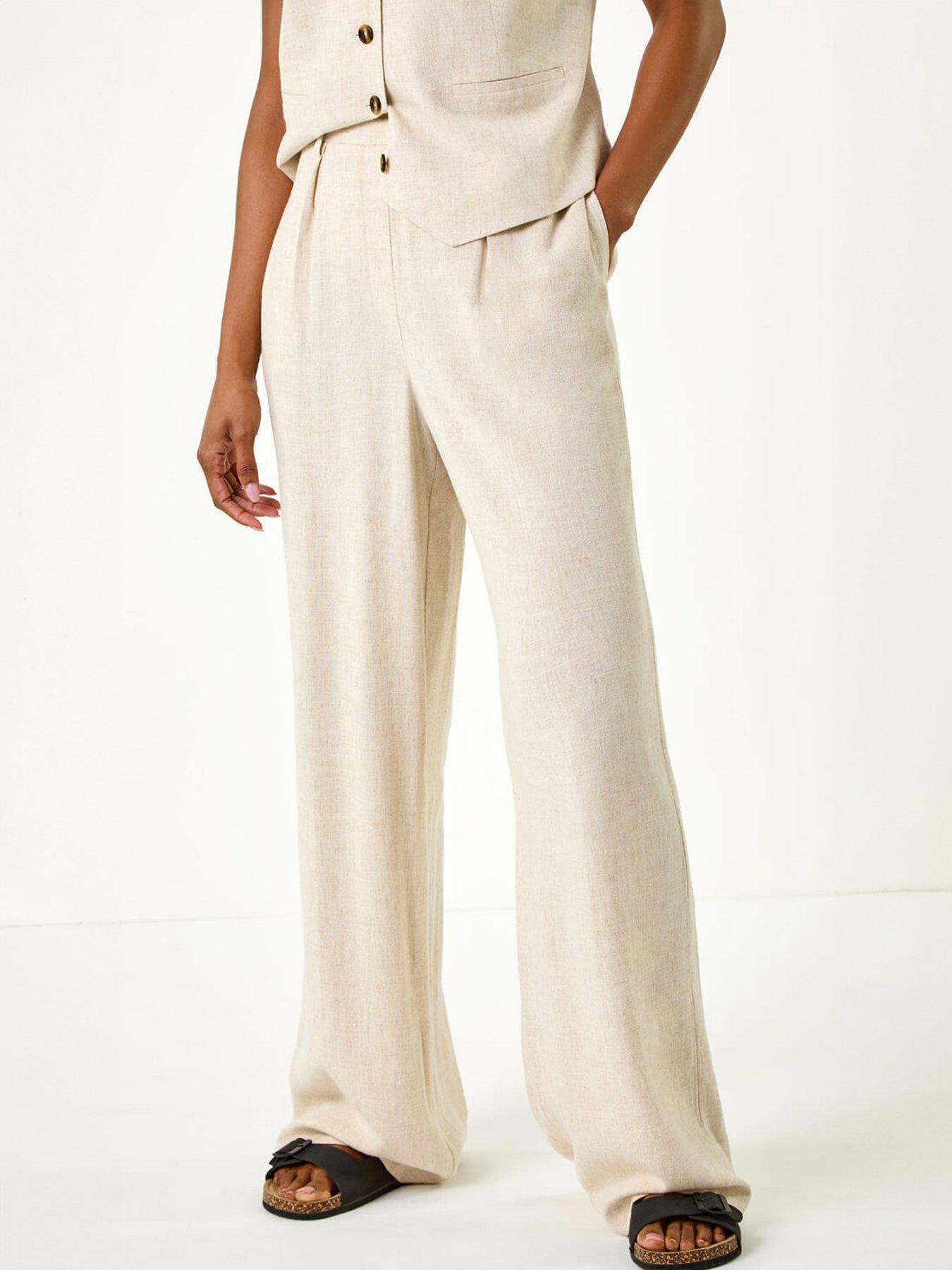 Roman Linen Mix Wide Leg Trousers