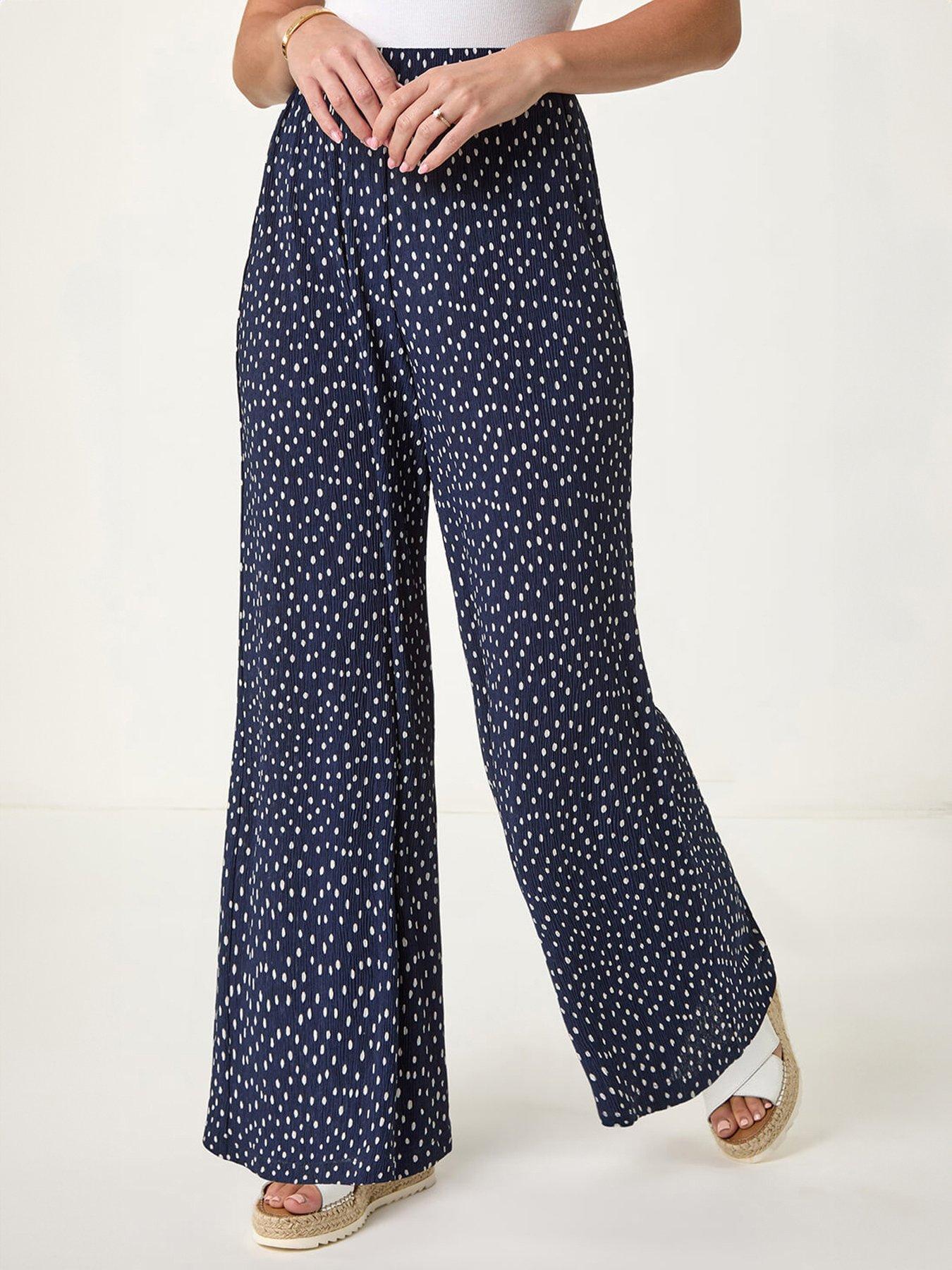 front image of roman-spot-print-crinkle-trouser