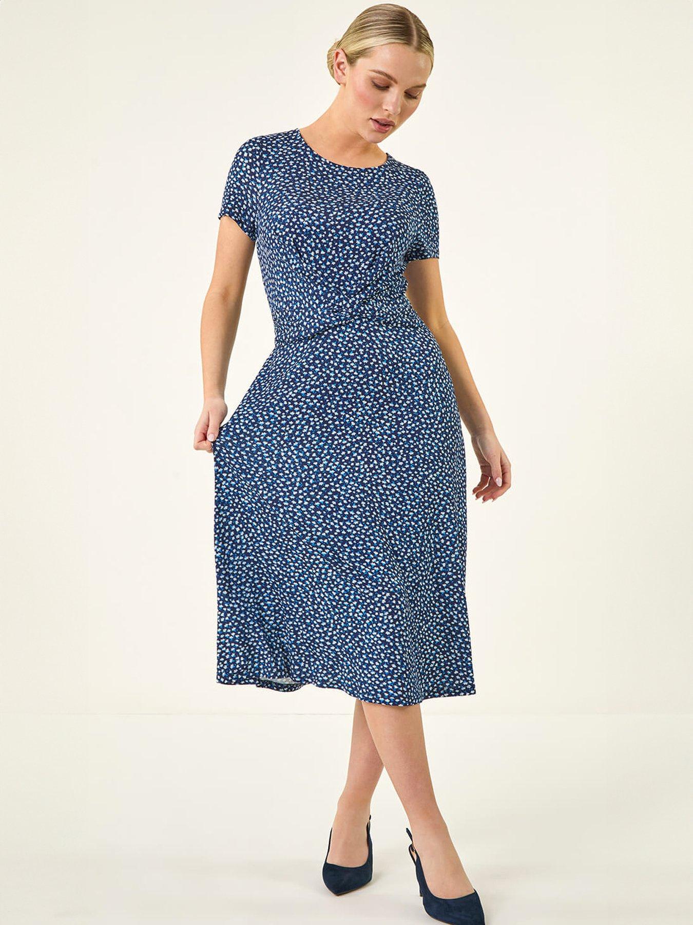 Image 1 of 5 of Roman Petite Twist Front Stretch Dress