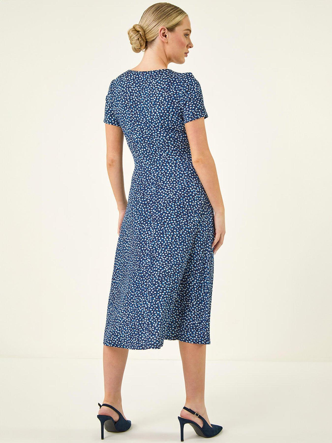 Image 2 of 5 of Roman Petite Twist Front Stretch Dress