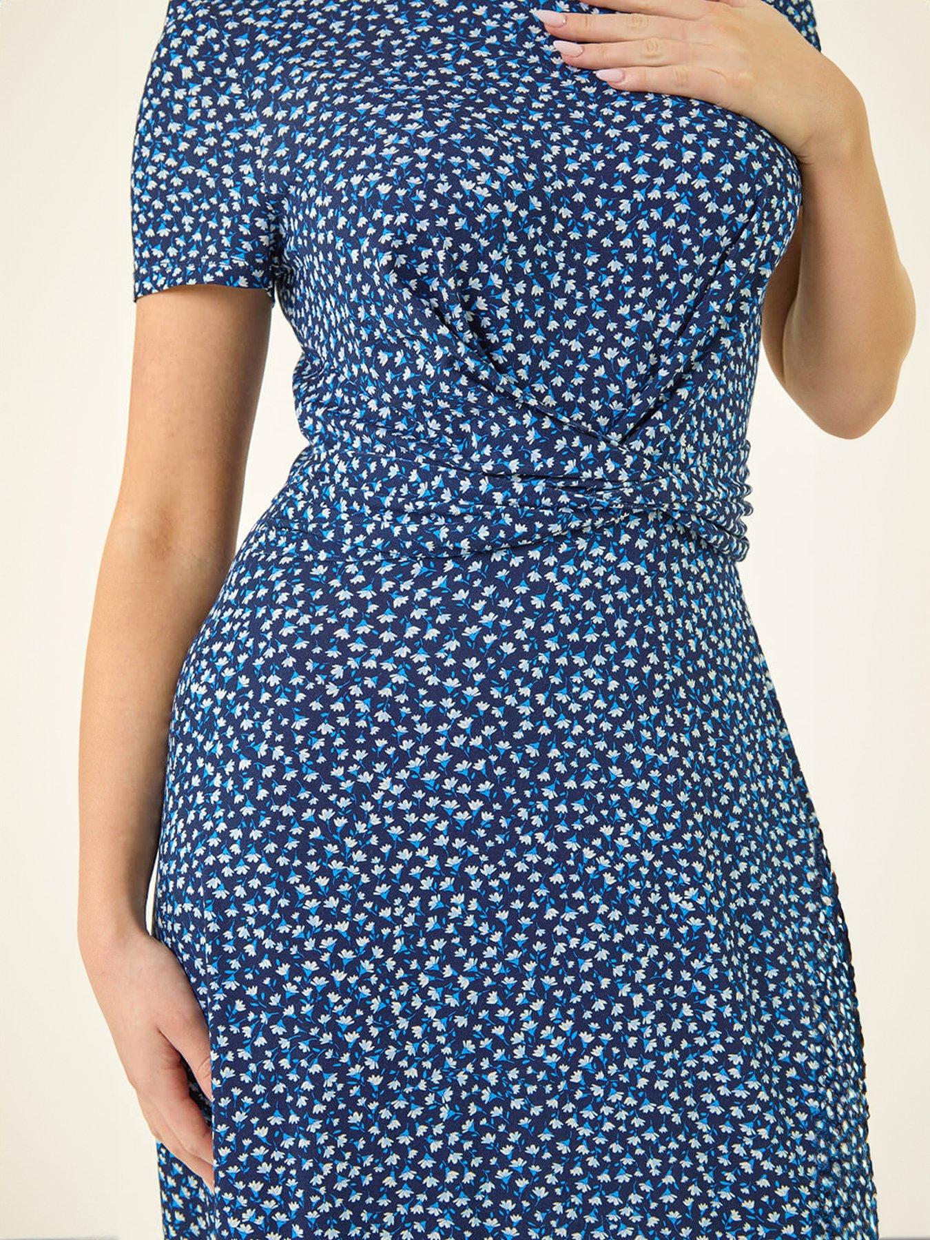 Image 5 of 5 of Roman Petite Twist Front Stretch Dress