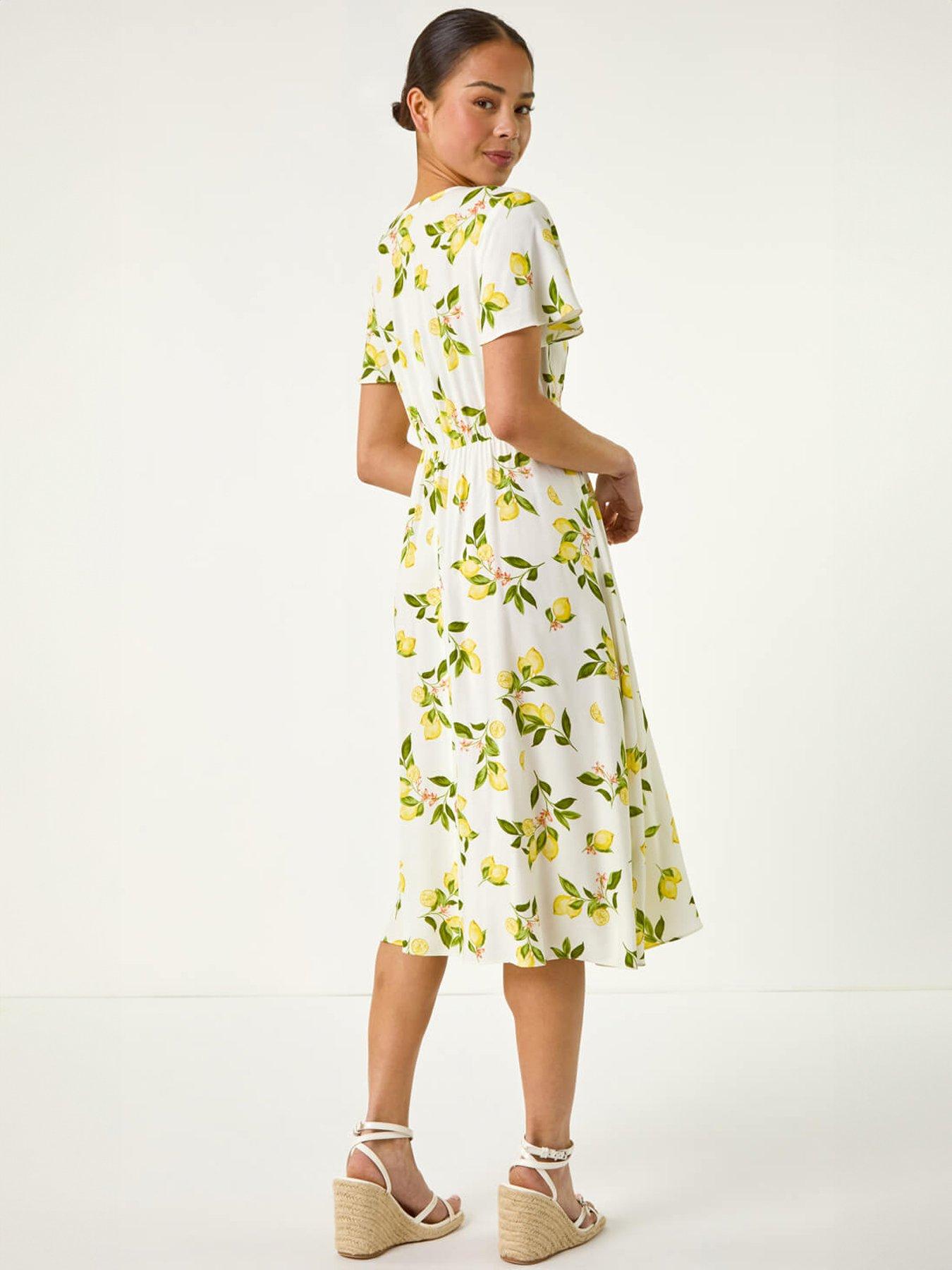 Image 2 of 5 of Roman Petite Print Button Tea Dress