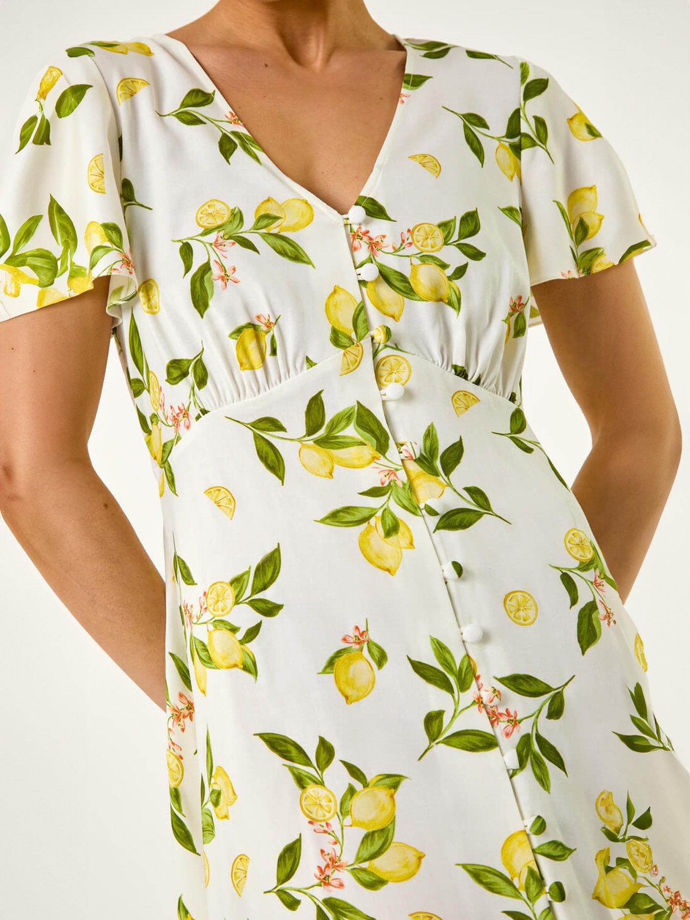 Image 5 of 5 of Roman Petite Print Button Tea Dress
