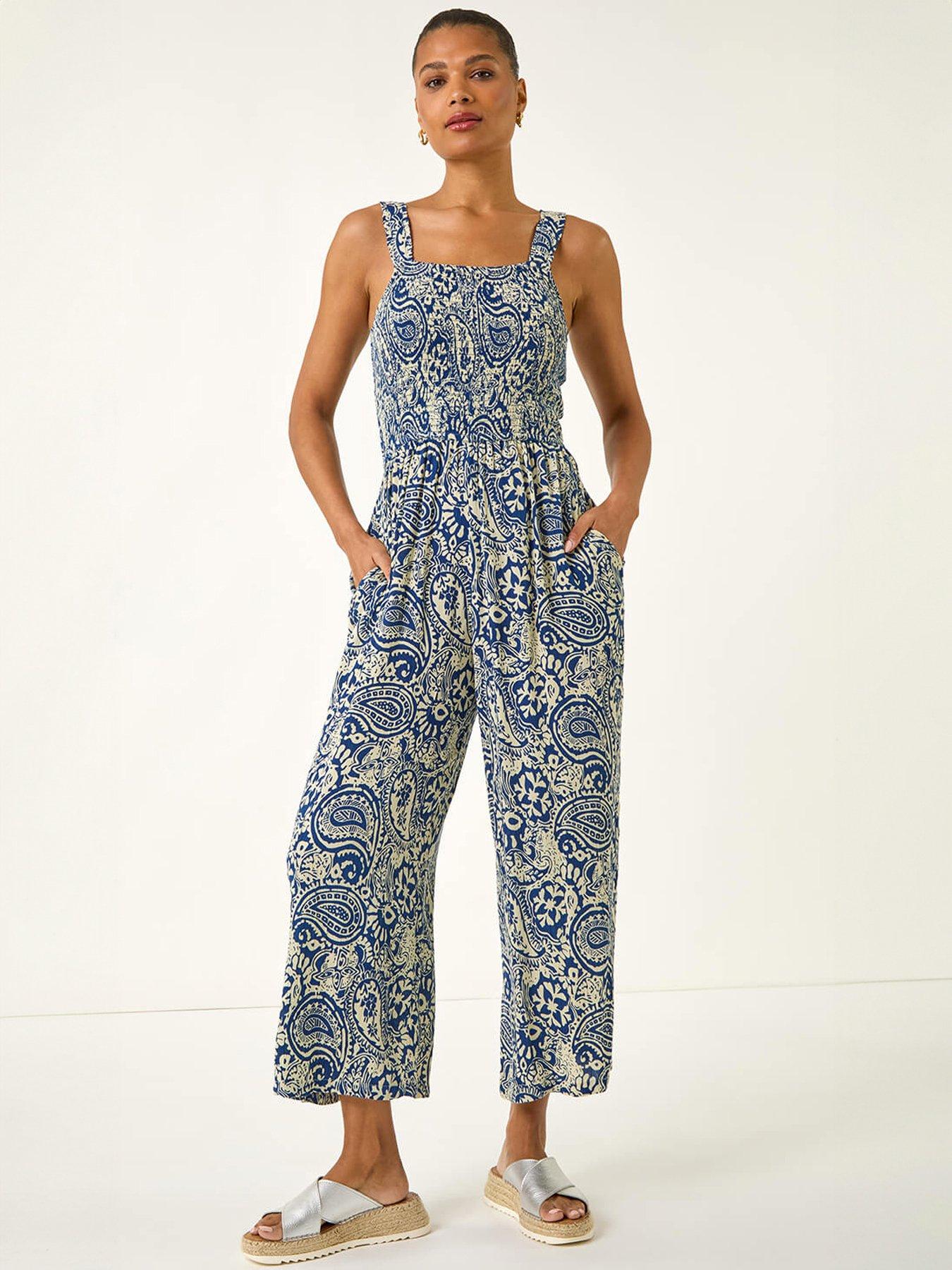 Roman Paisley Print Cropped Jumpsuit