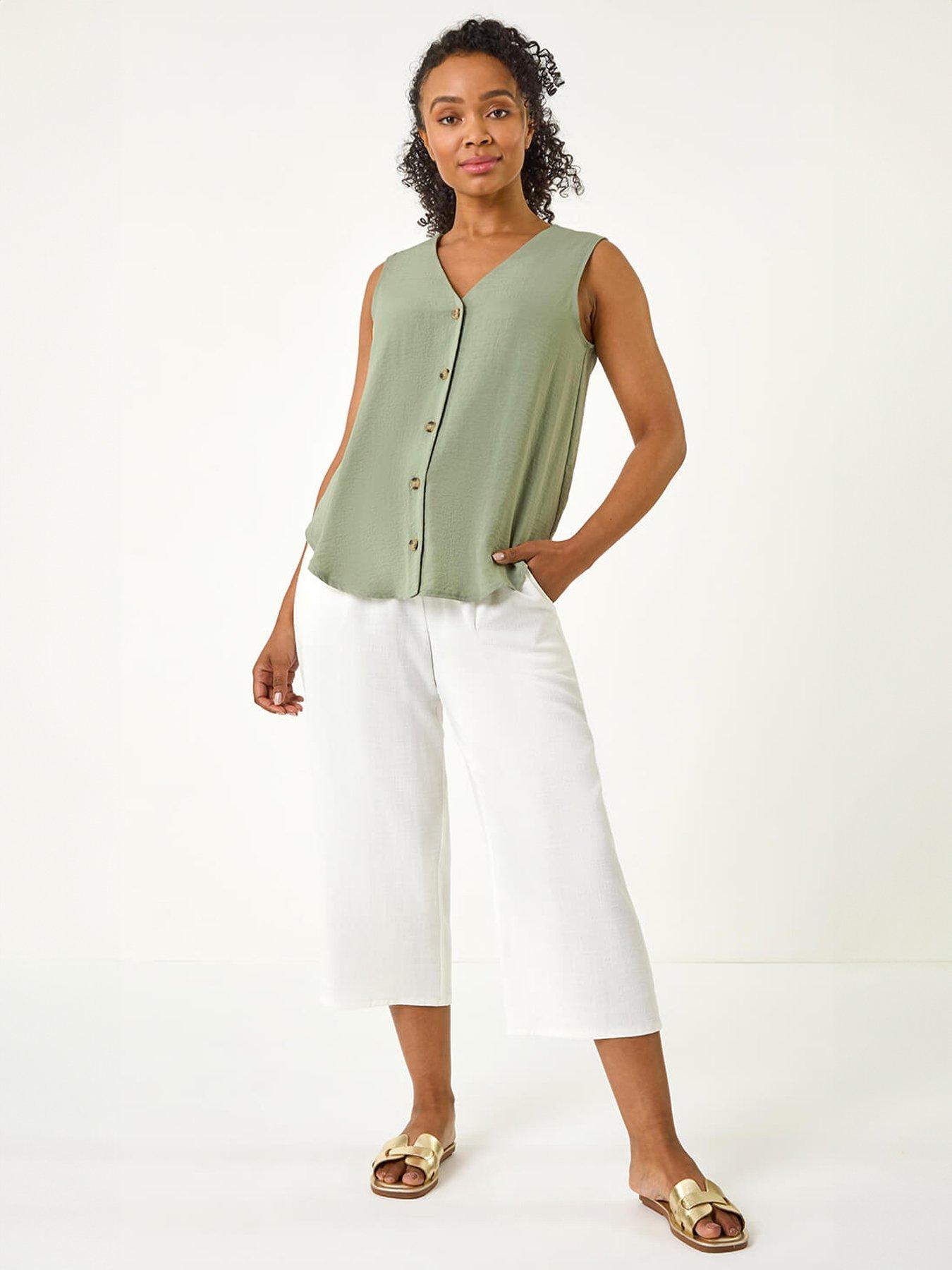 Image 3 of 5 of Roman Petite V-Neck Front Button Blouse