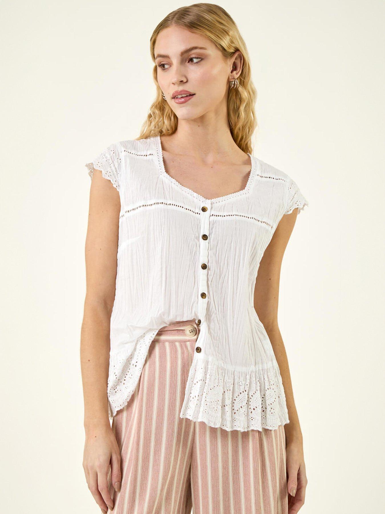  image of roman-cotton-broderie-hem-blouse
