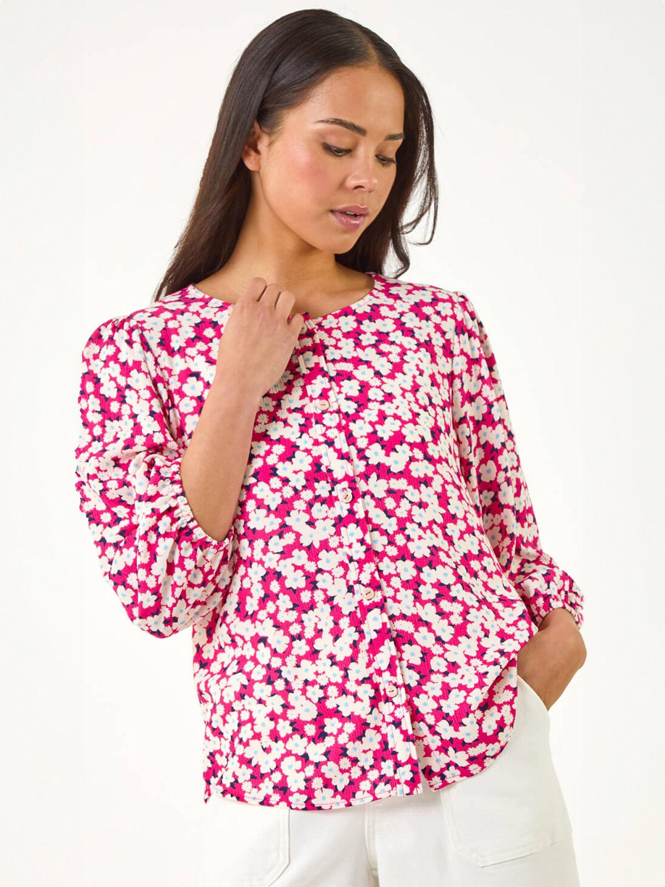 image of roman-petite-ditsy-floral-button-blouse
