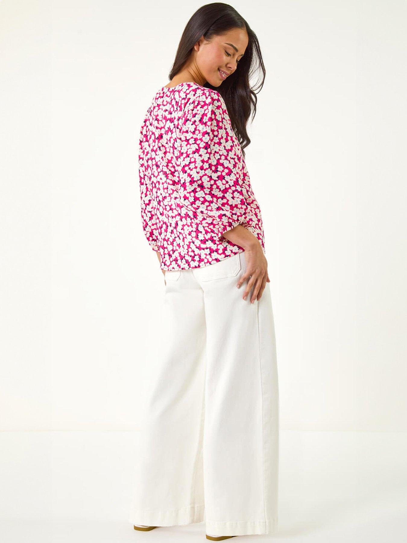  image of roman-petite-ditsy-floral-button-blouse
