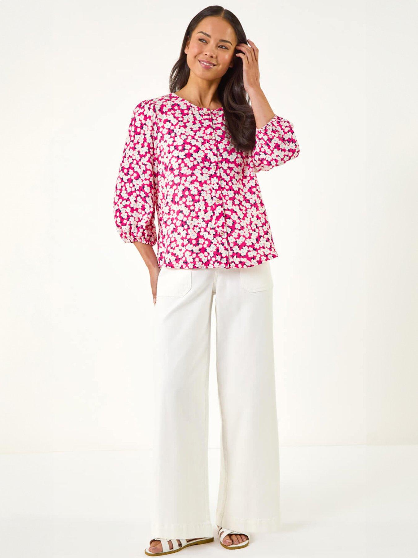  image of roman-petite-ditsy-floral-button-blouse