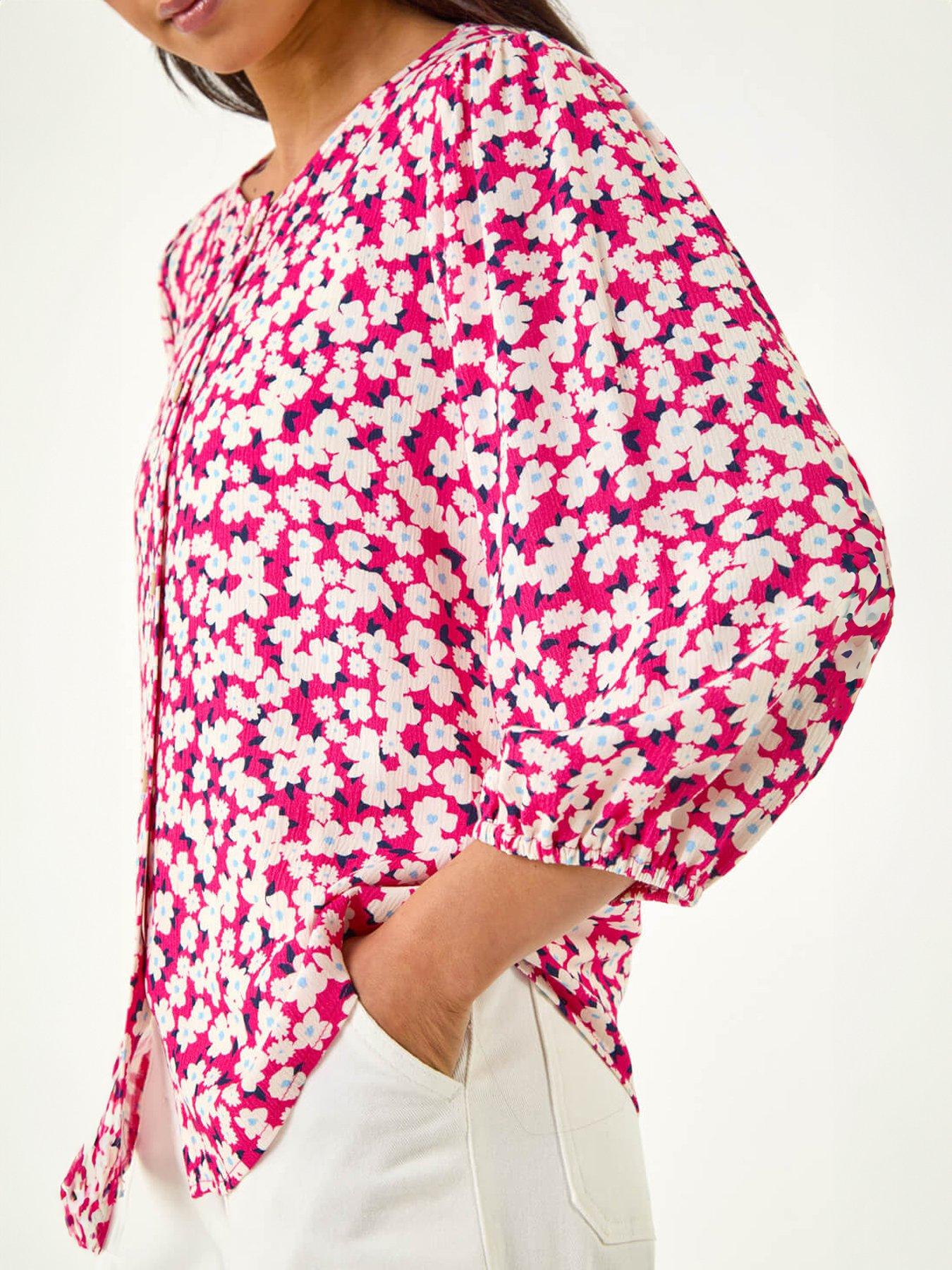  image of roman-petite-ditsy-floral-button-blouse