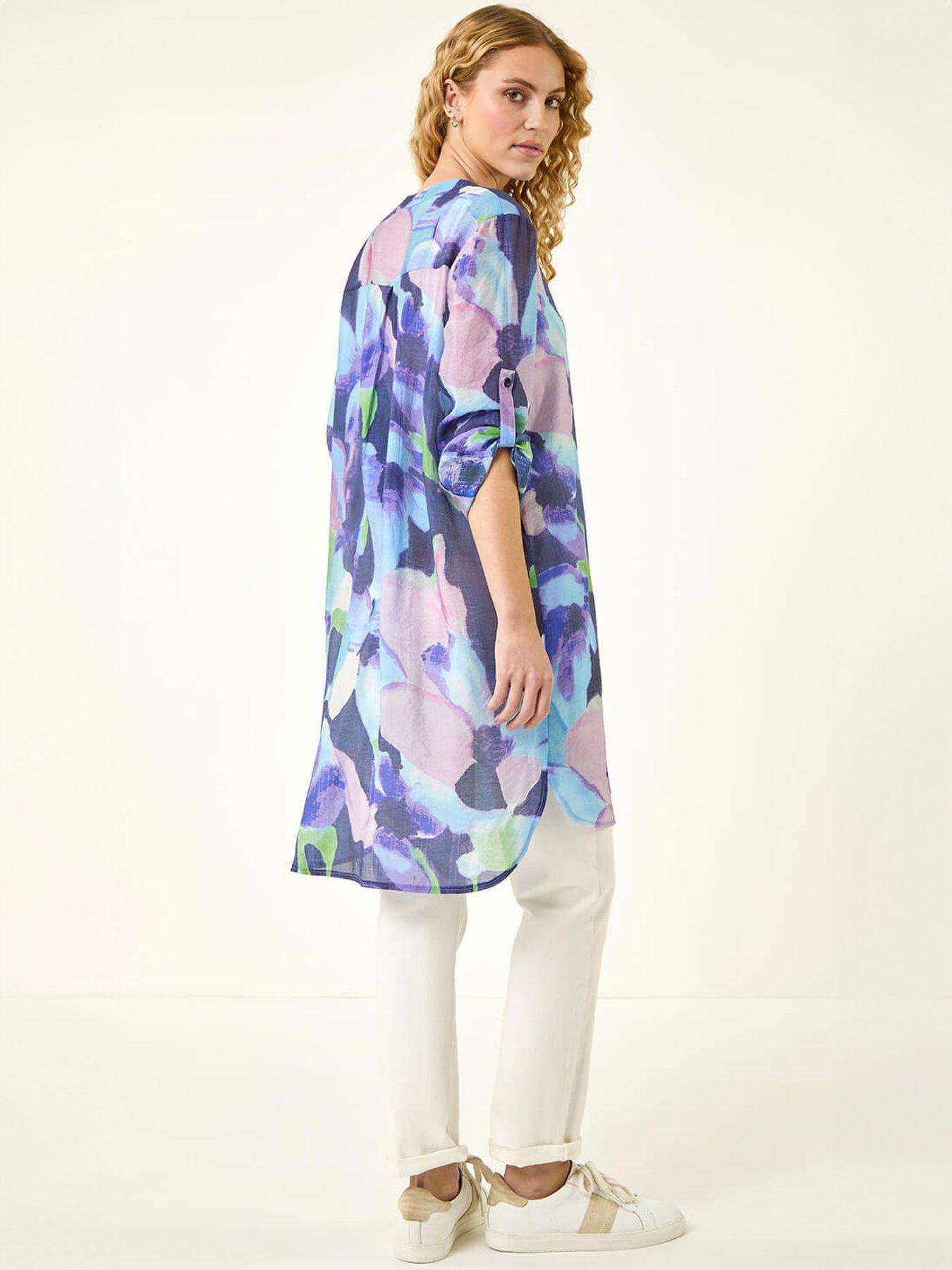  image of roman-abstract-print-button-longline-blouse