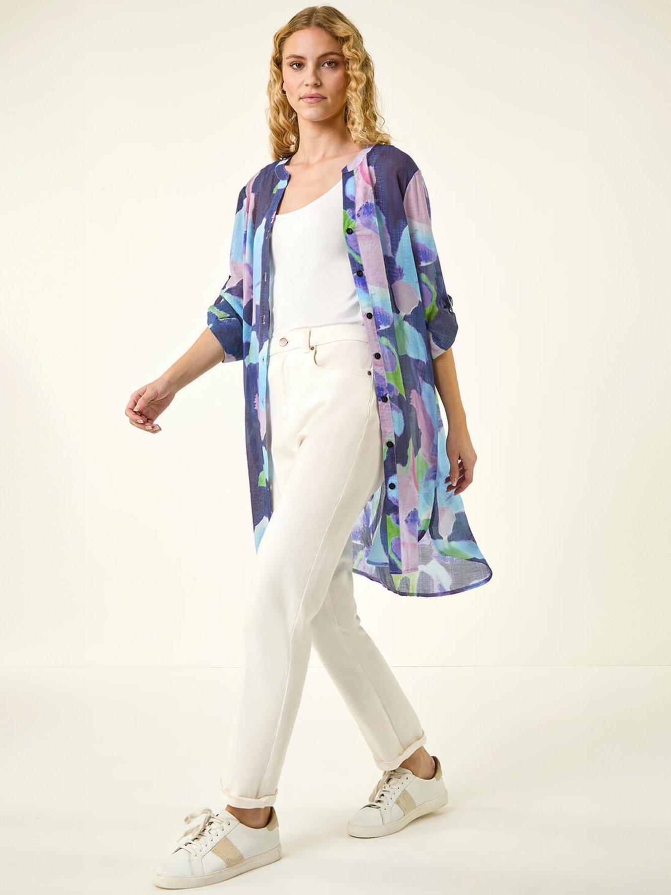  image of roman-abstract-print-button-longline-blouse