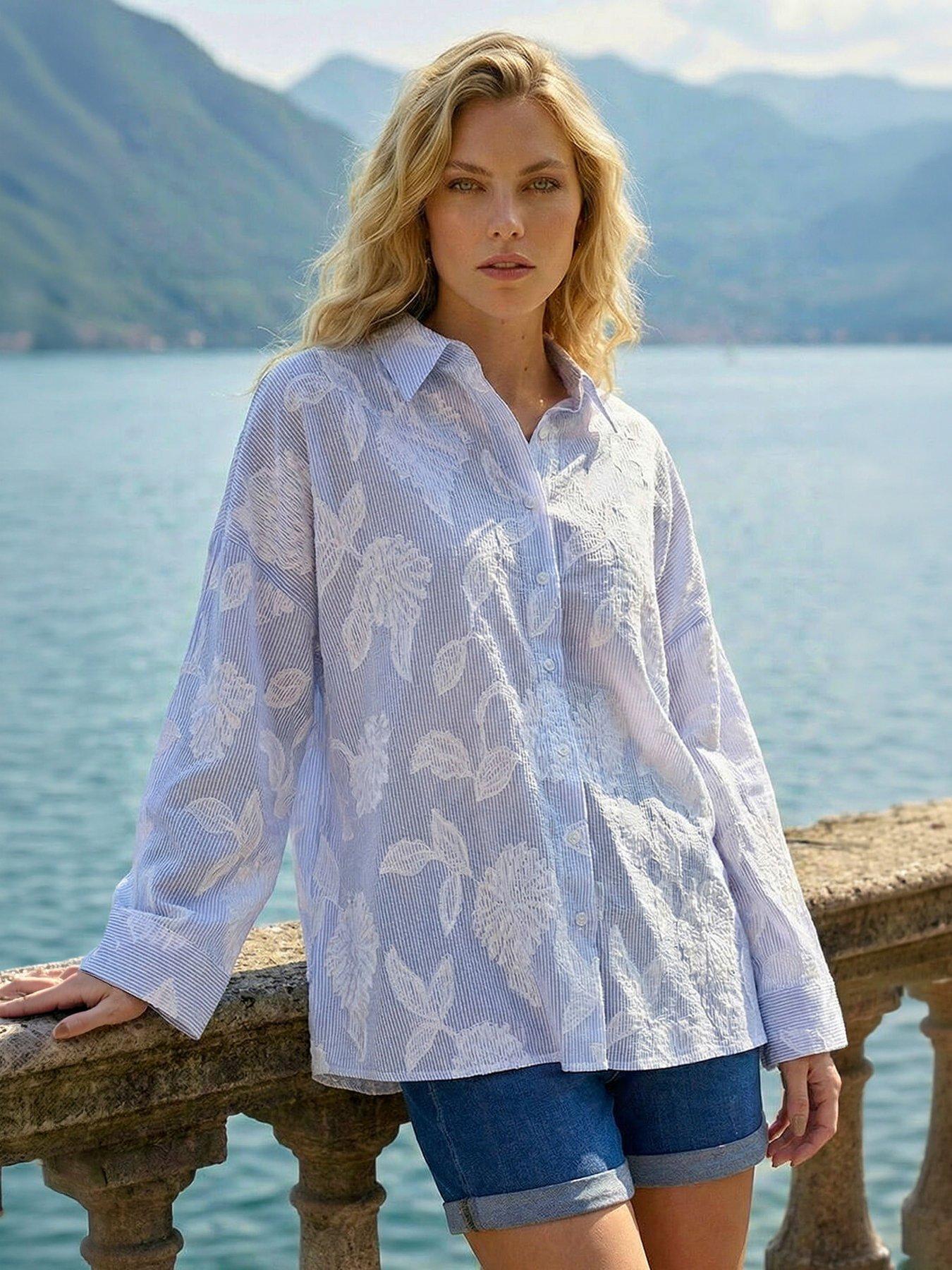 Image 1 of 5 of Roman Floral Jacquard Buttoned Shirt
