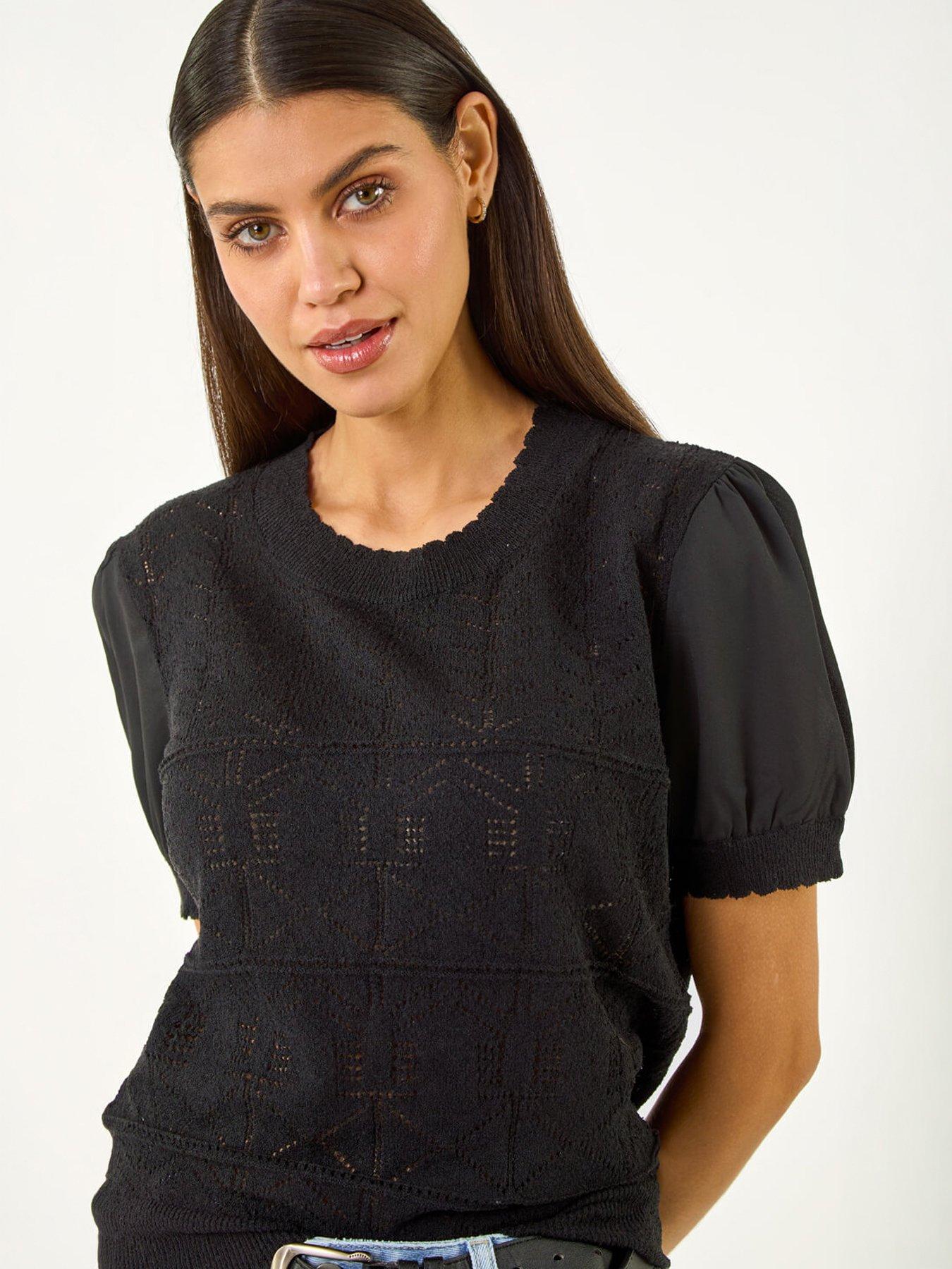  image of roman-pointelle-knitted-top