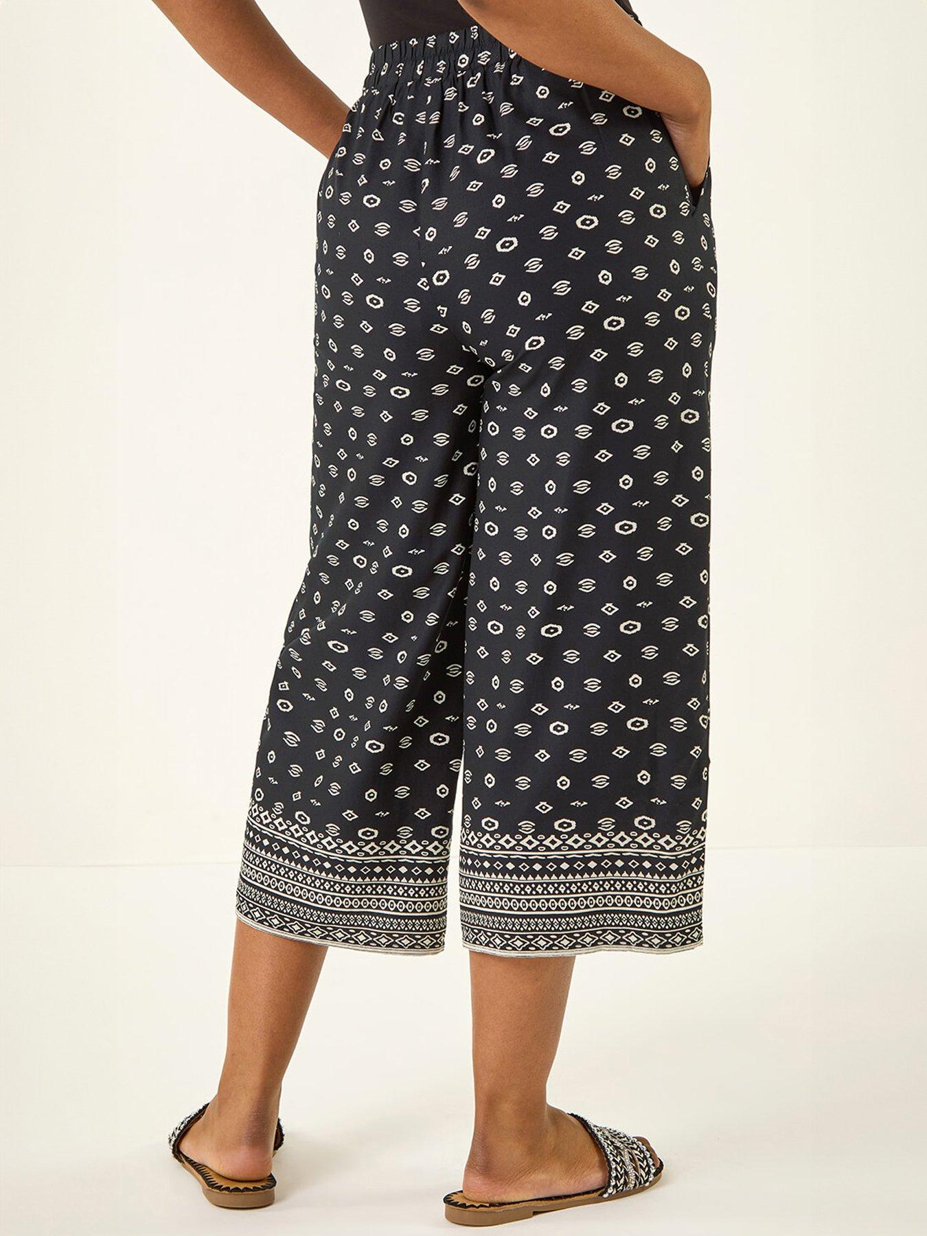 Image 2 of 5 of Roman Petite Border Print Cropped Trouser