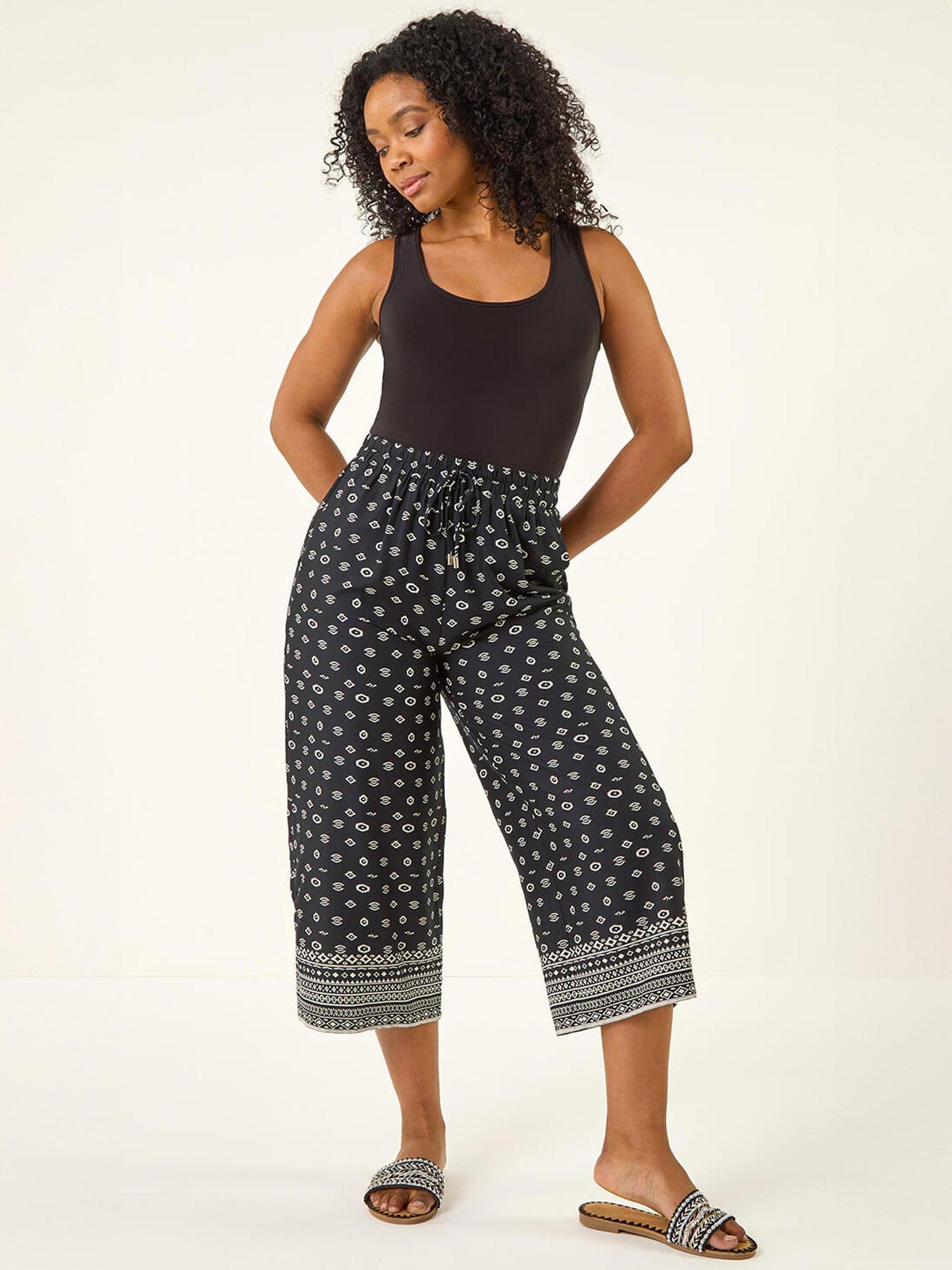Image 3 of 5 of Roman Petite Border Print Cropped Trouser