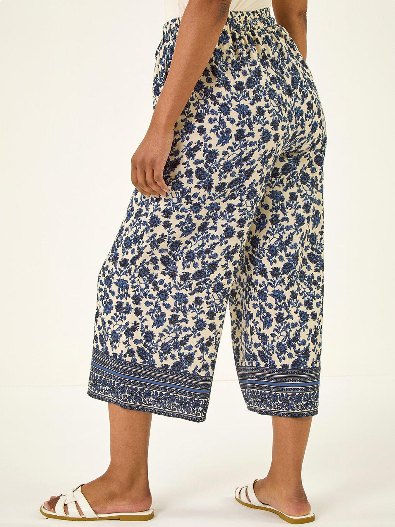Image 2 of 5 of Roman Petite Border Print Cropped Trouser