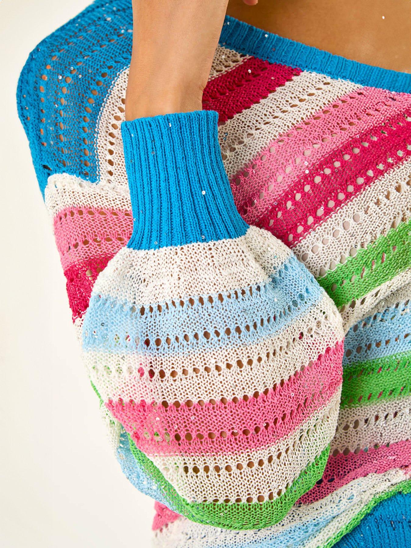  image of roman-stripe-v-neck-knit-jumper