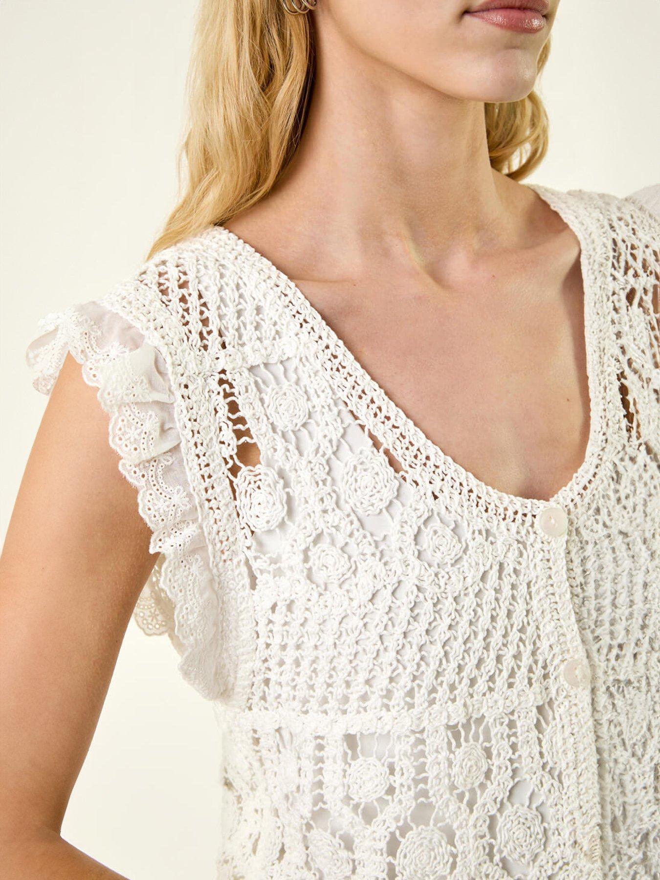 Image 4 of 5 of Roman Crochet Buttoned Waistcoat