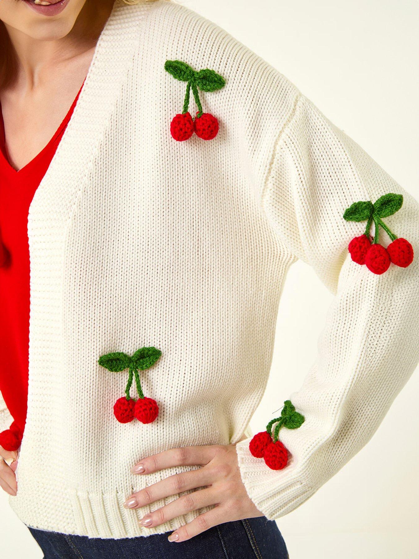  image of roman-crochet-cherry-knit-cardigan