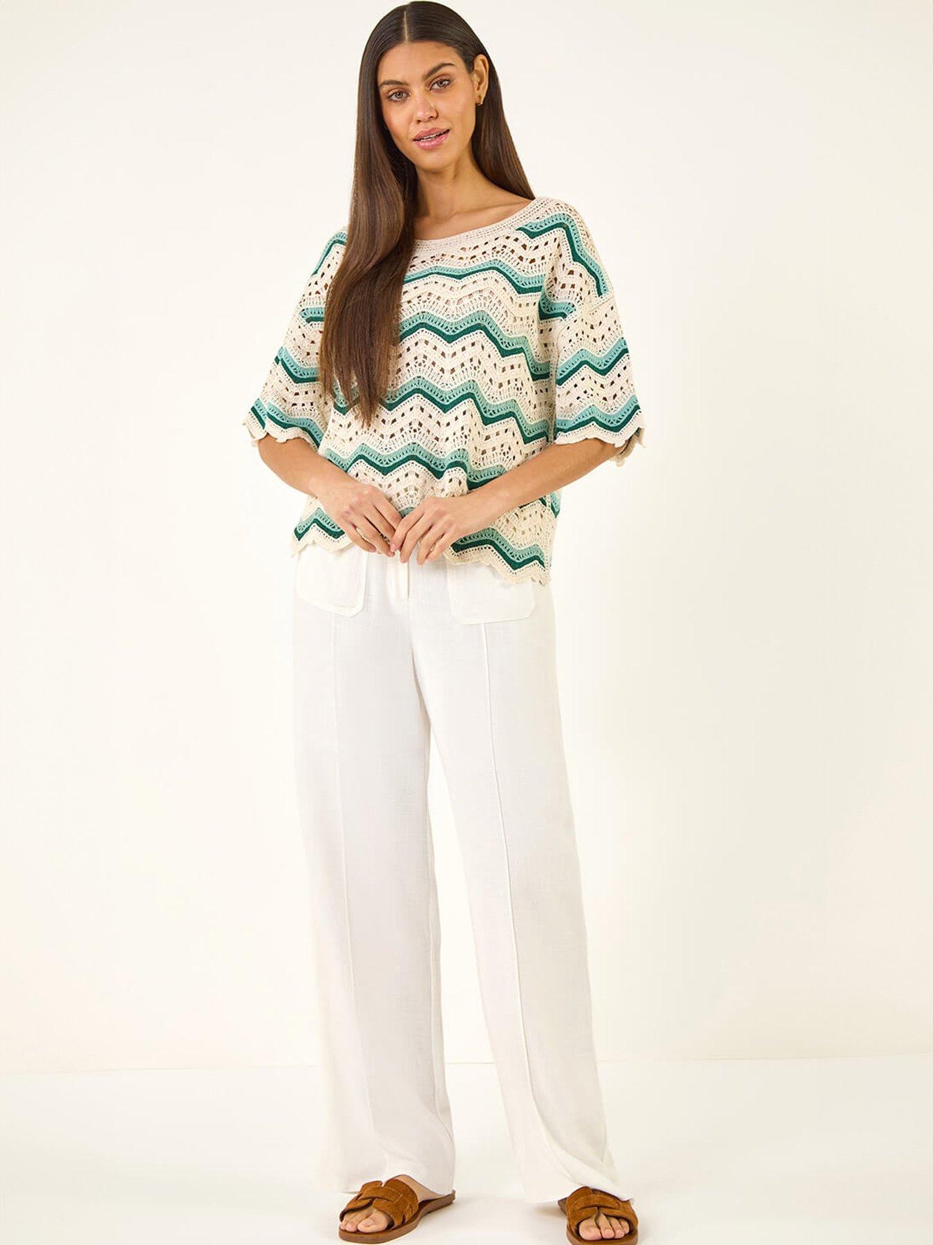 Image 3 of 5 of Roman Crochet Wave Knitted Top