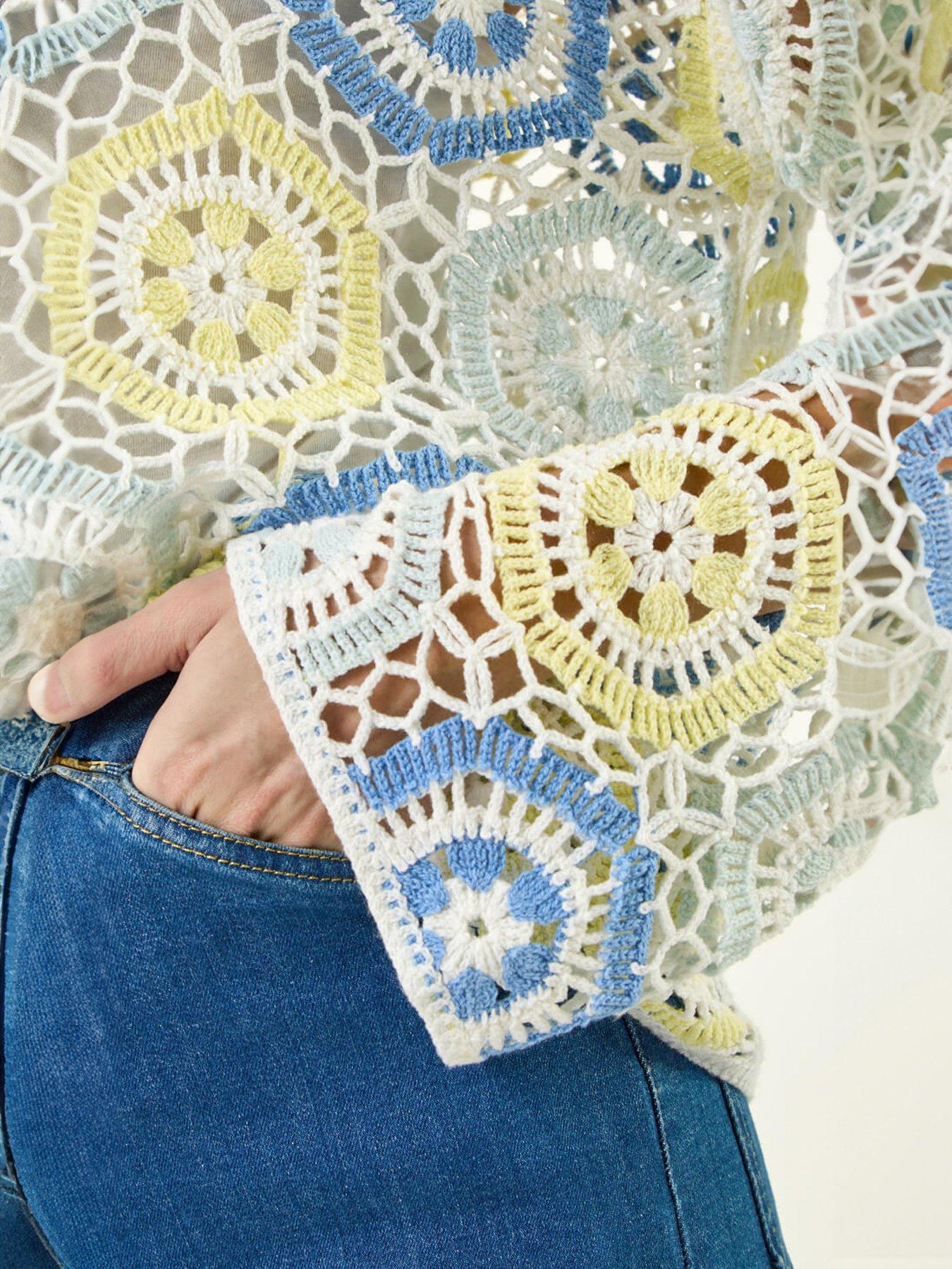 image of roman-floral-crochet-knit-top