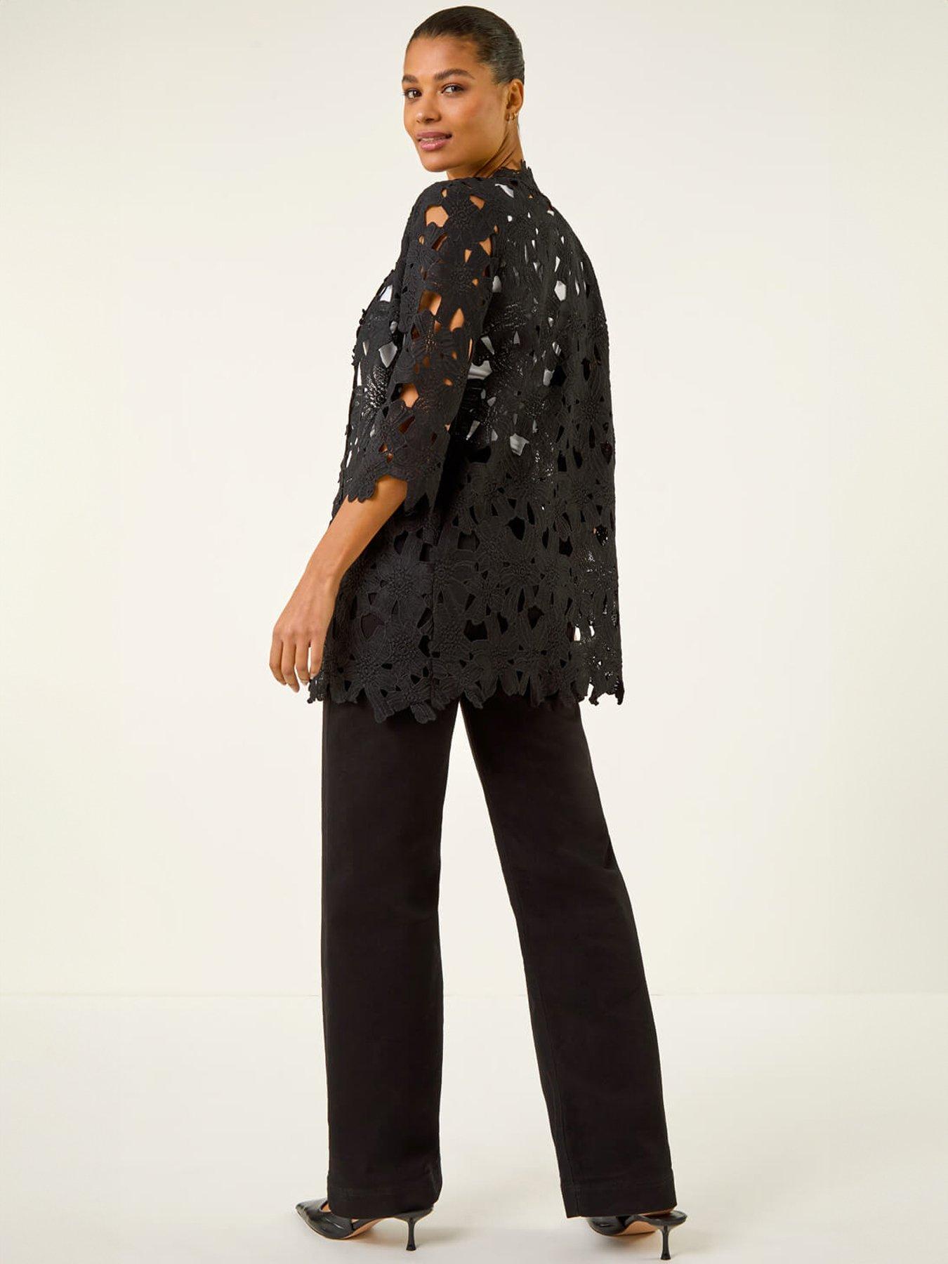 stillFront image of roman-crochet-lace-longline-jacket